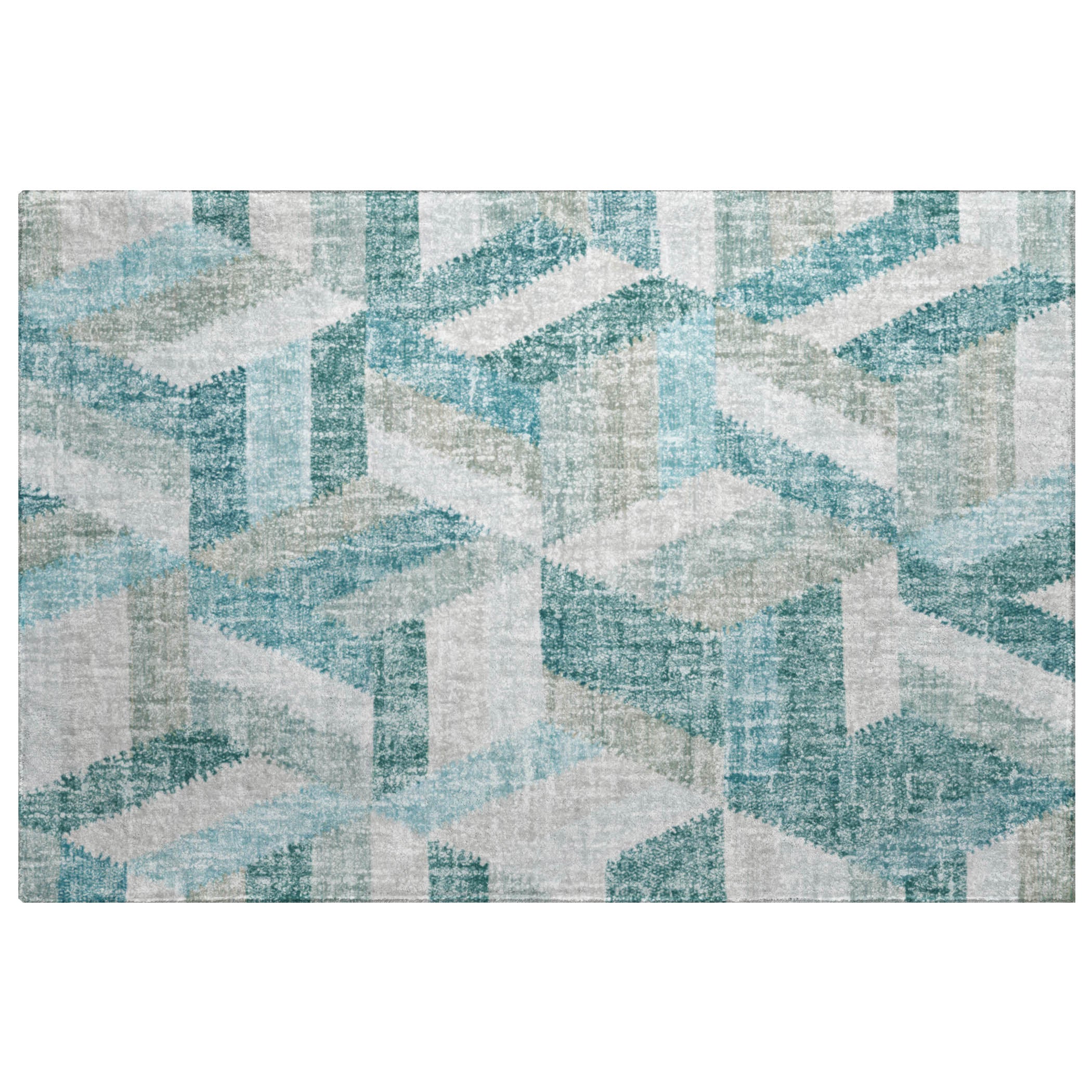 Luxury Washable Transitional LN1 Teal Rug 1'8" x 2'6" #shape_Rectangle