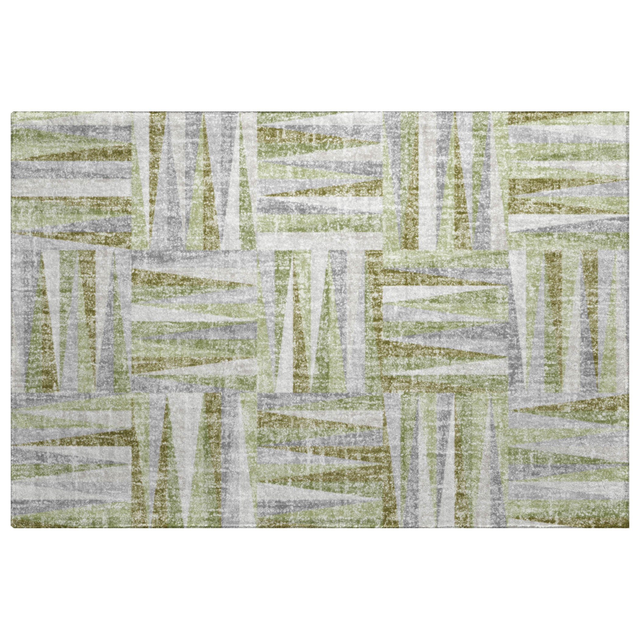 Luxury Washable Transitional LN2 Green Rug 1'8" x 2'6" #shape_Rectangle