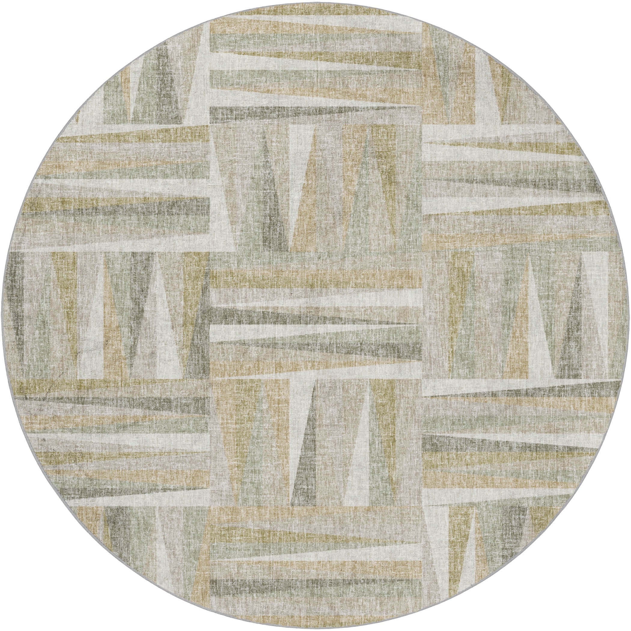 Luxury Washable Transitional LN2 Linen Ivory Rug 8' x 8' #shape_Round