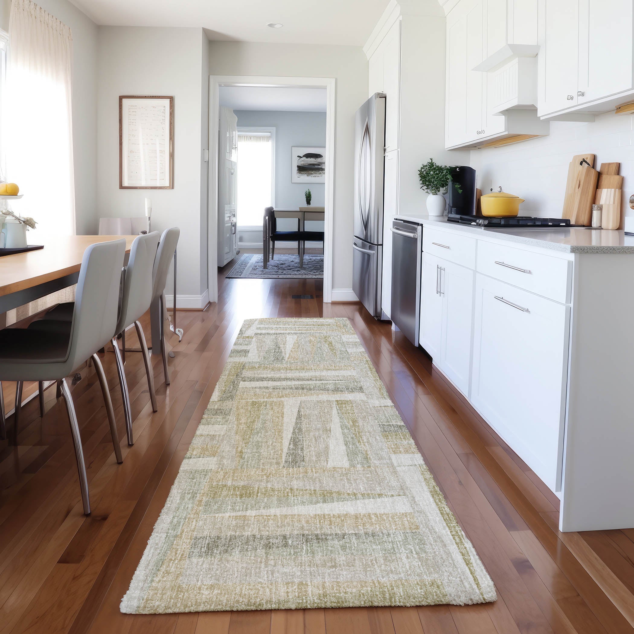 Luxury Washable Transitional LN2 Linen Ivory Rug 2'3" x 7'6" #shape_Runner