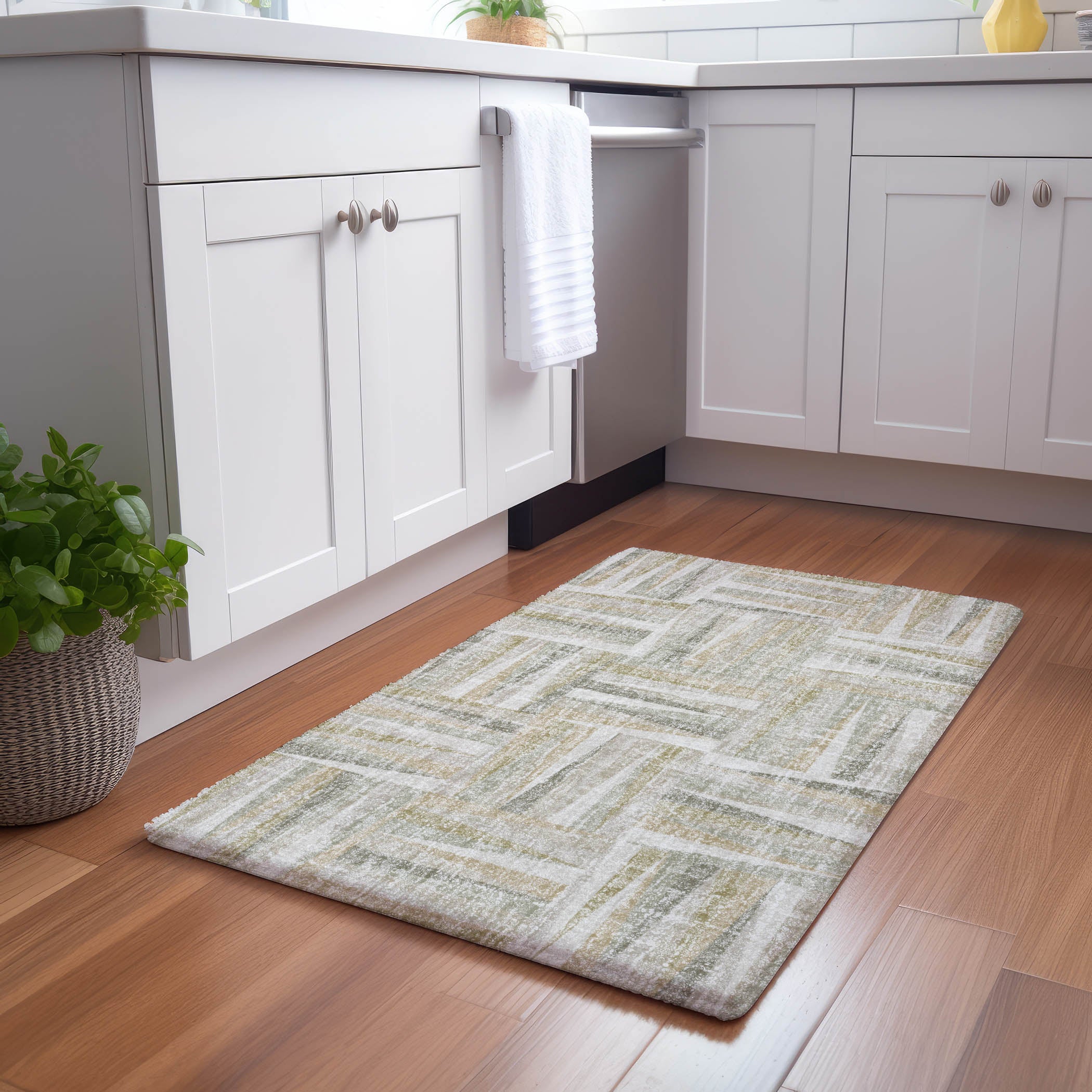 Luxury Washable Transitional LN2 Linen Ivory Rug 1'8" x 2'6" #shape_Rectangle