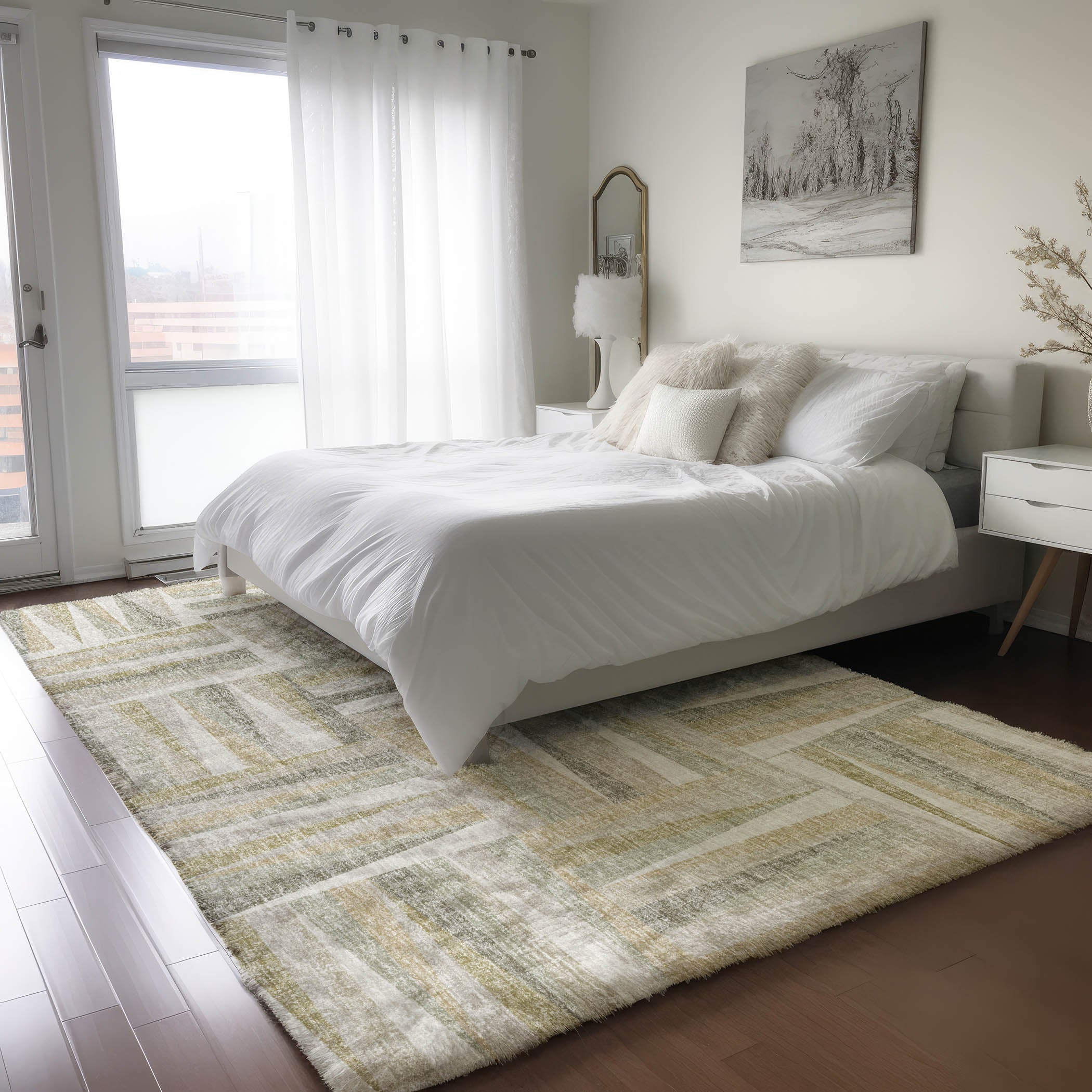 Luxury Washable Transitional LN2 Linen Ivory Rug 2'6" x 3'10" #shape_Rectangle