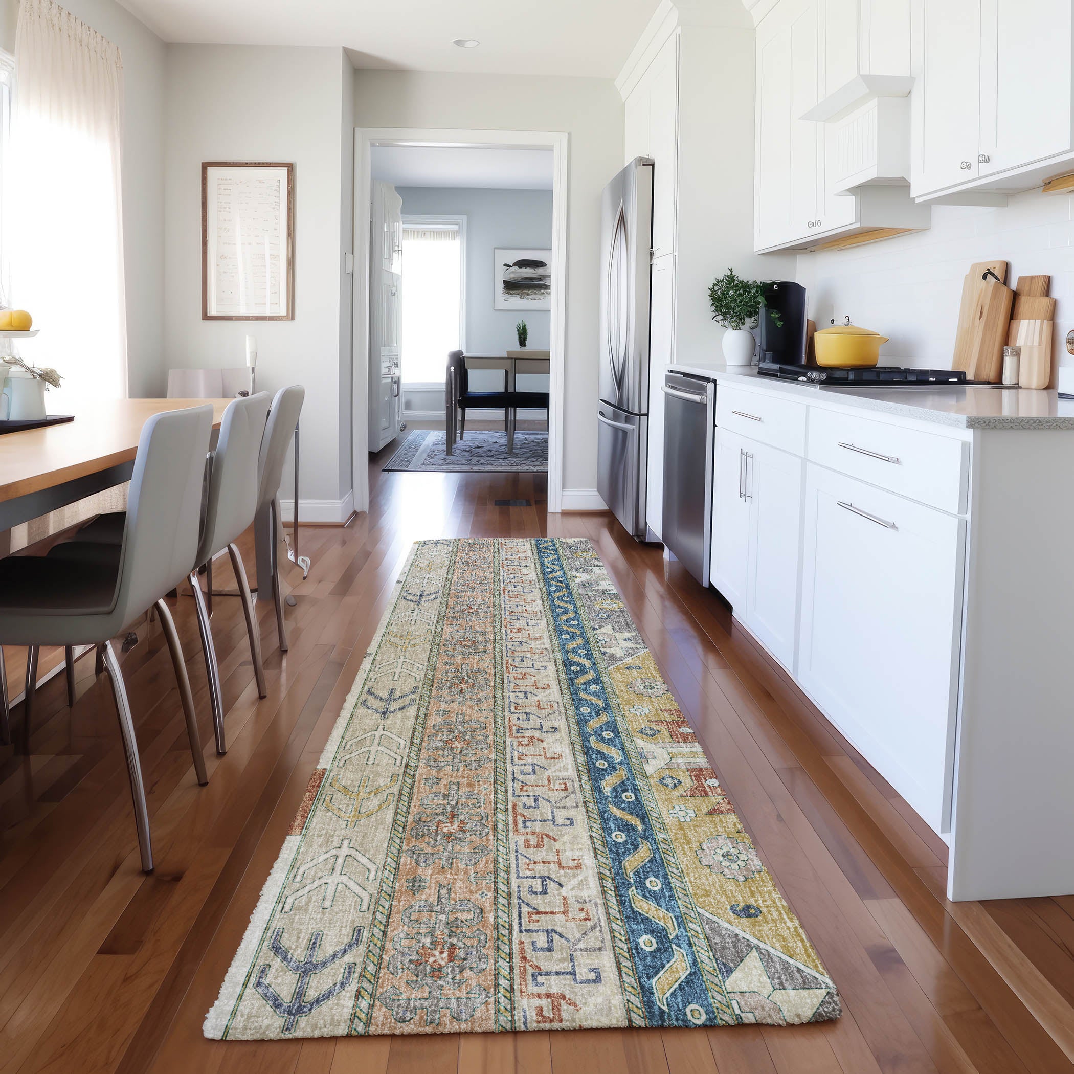 Luxury Washable Transitional LN3 Ivory Rug 2'3" x 7'6" #shape_Runner