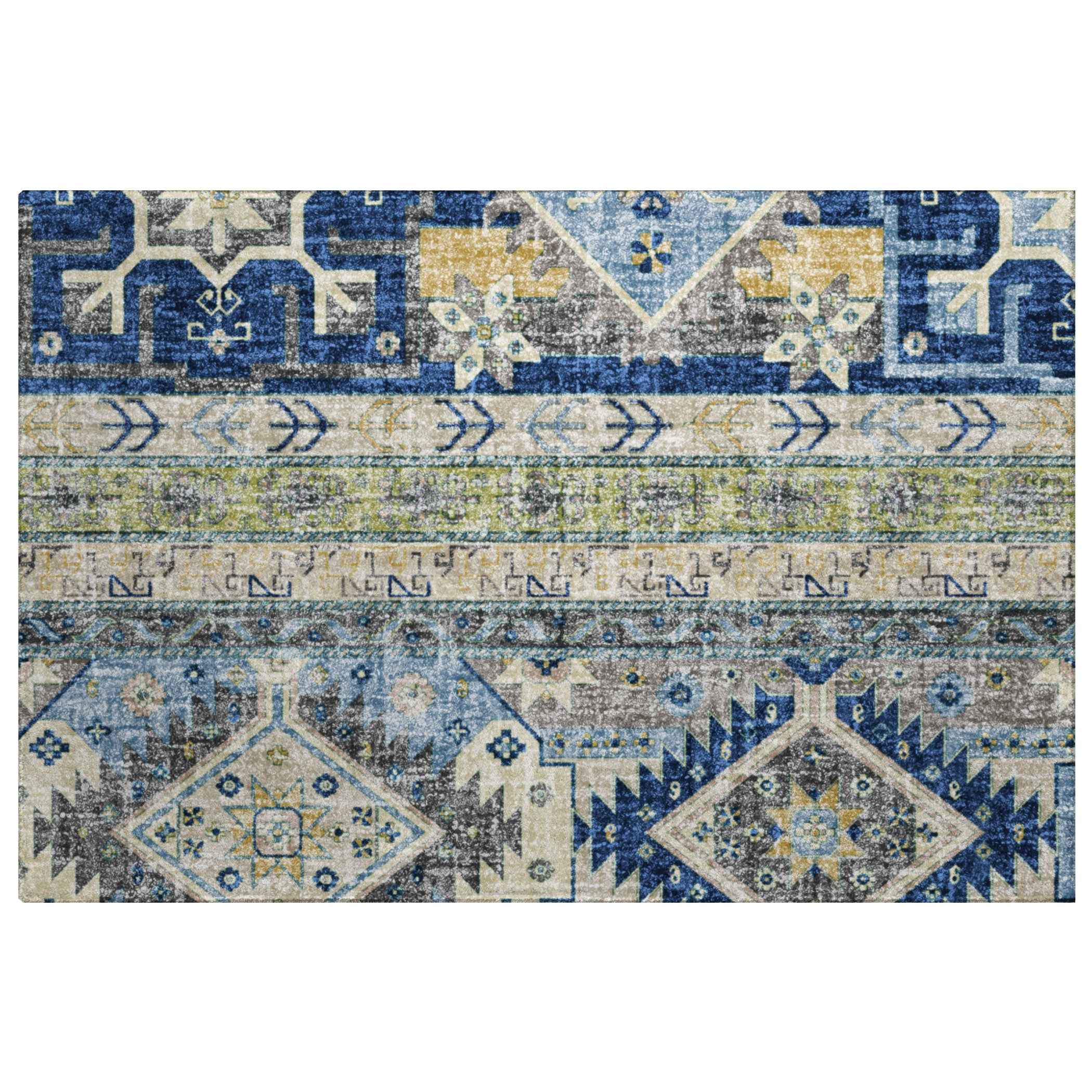 Luxury Washable Transitional LN3 Navy Blue Rug 1'8" x 2'6" #shape_Rectangle