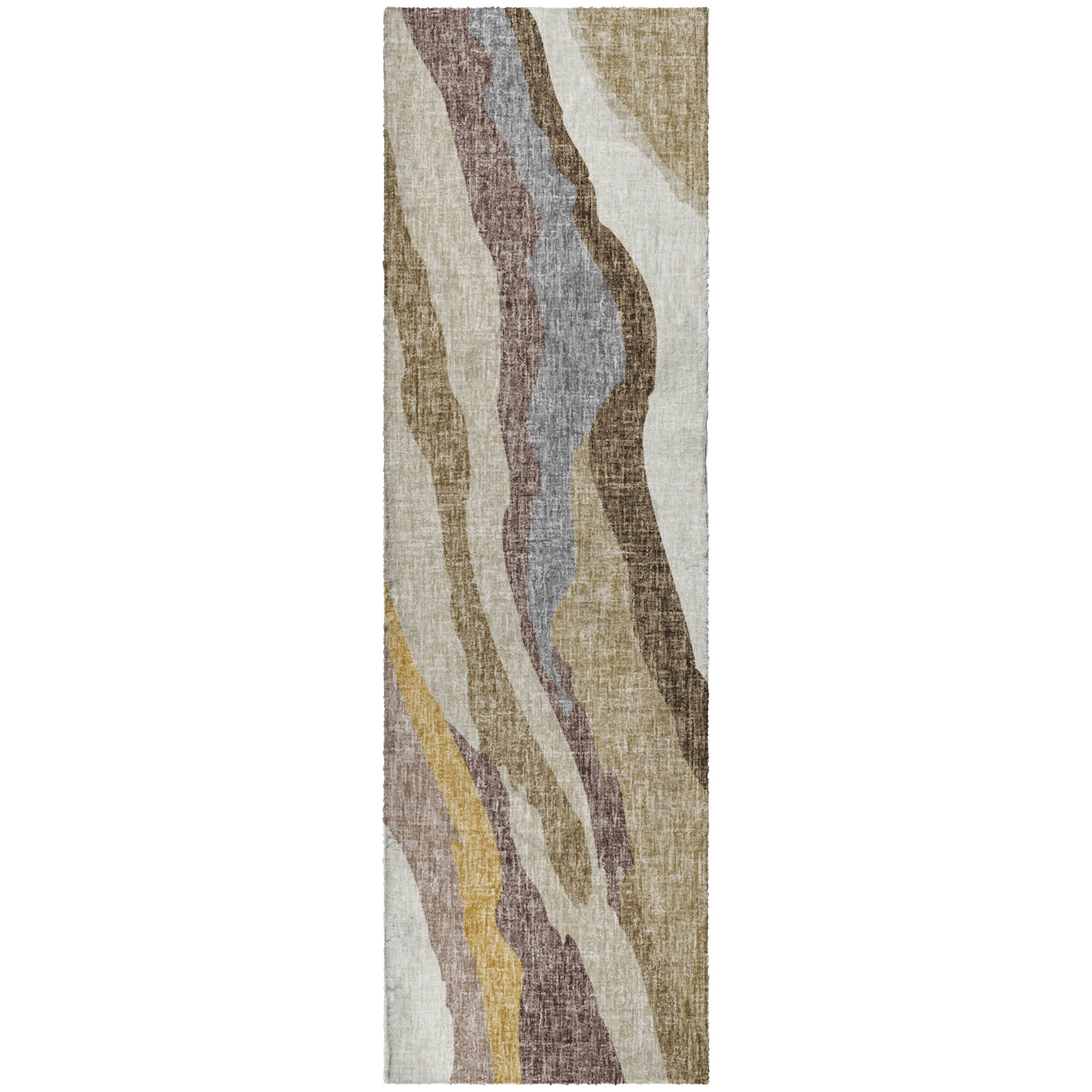 Luxury Washable Transitional LN4 Beige Brown Rug 2'3" x 7'6" #shape_Runner