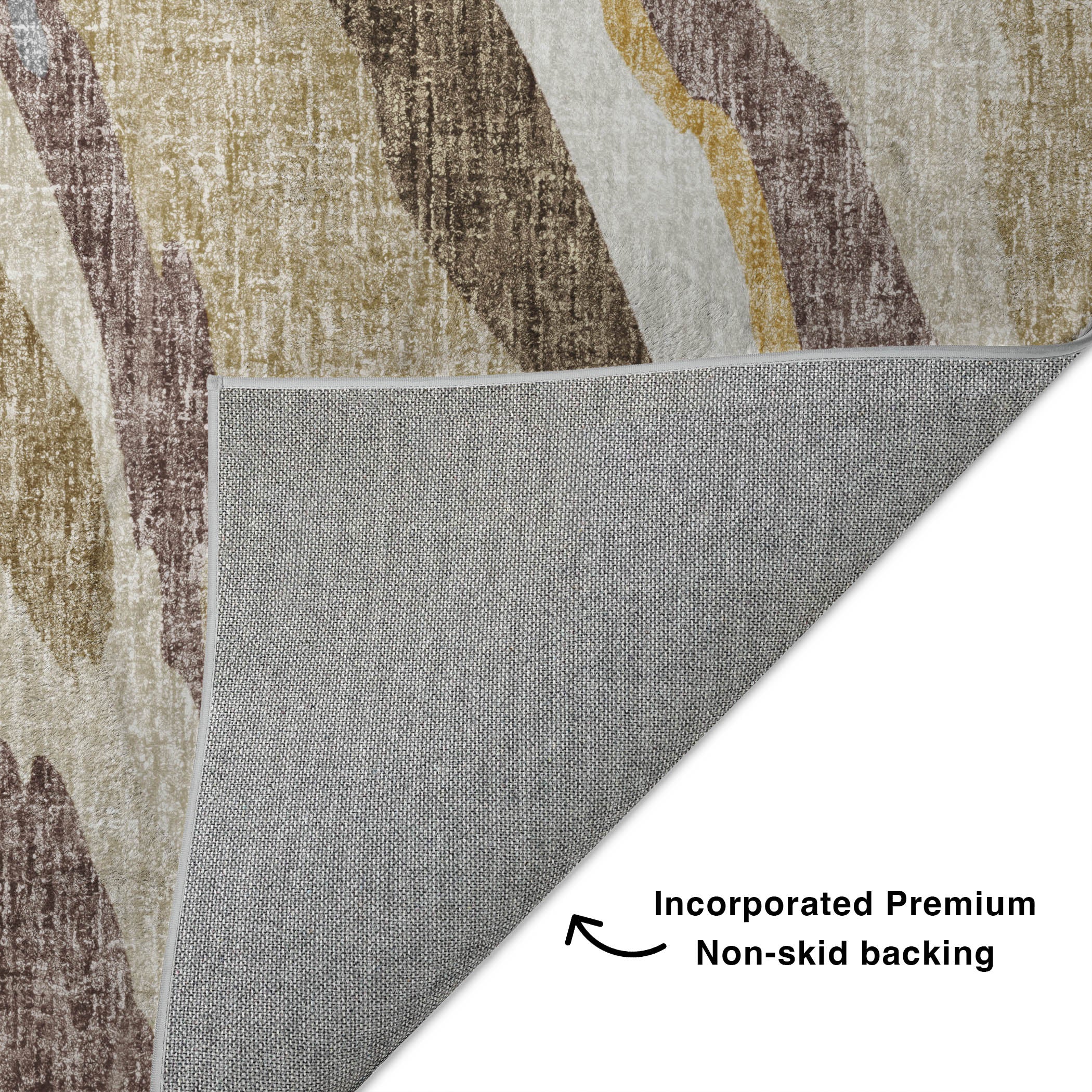 Luxury Washable Transitional LN4 Beige Brown Rug 1'8" x 2'6" #shape_Rectangle