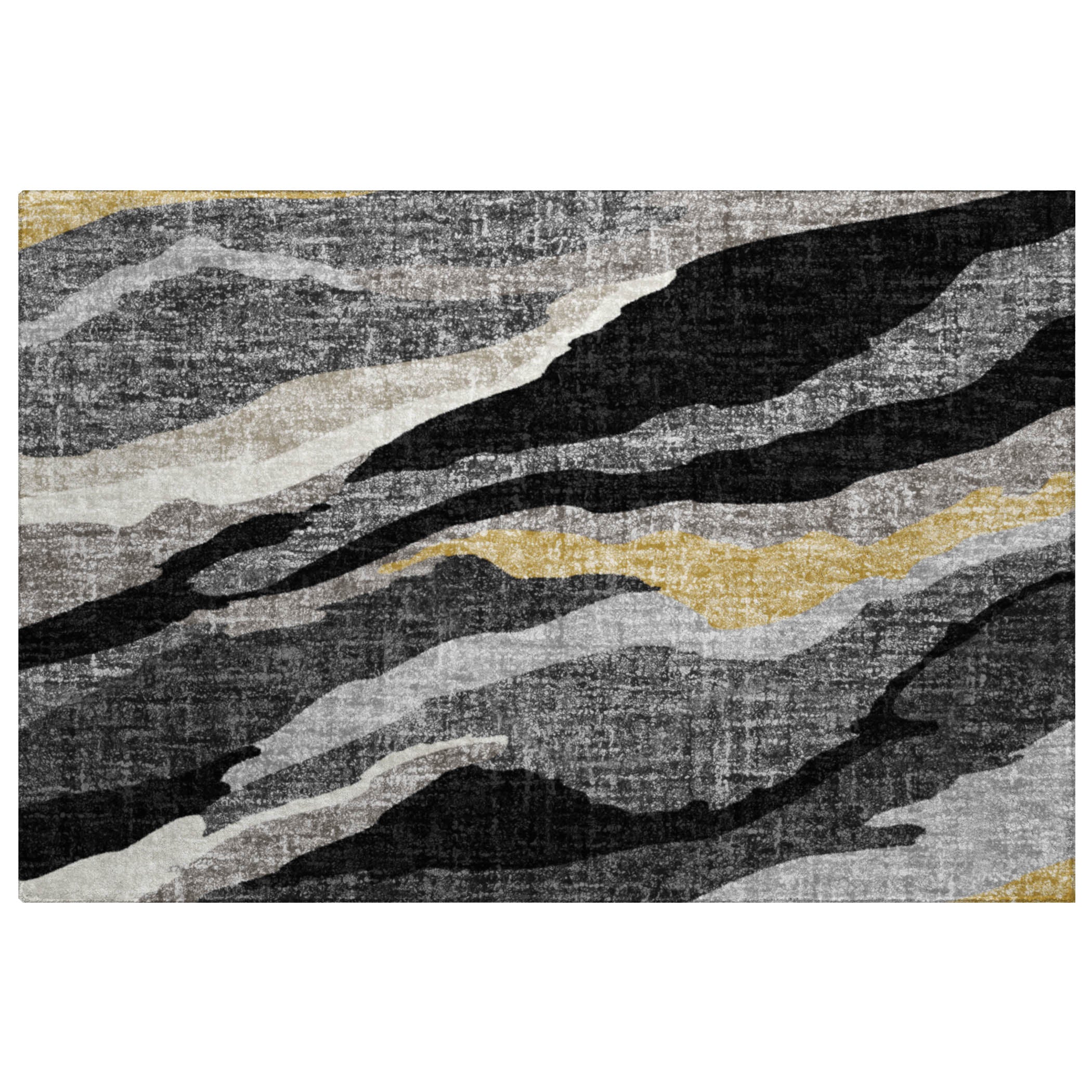 Luxury Washable Transitional LN4 Black Rug 1'8" x 2'6" #shape_Rectangle