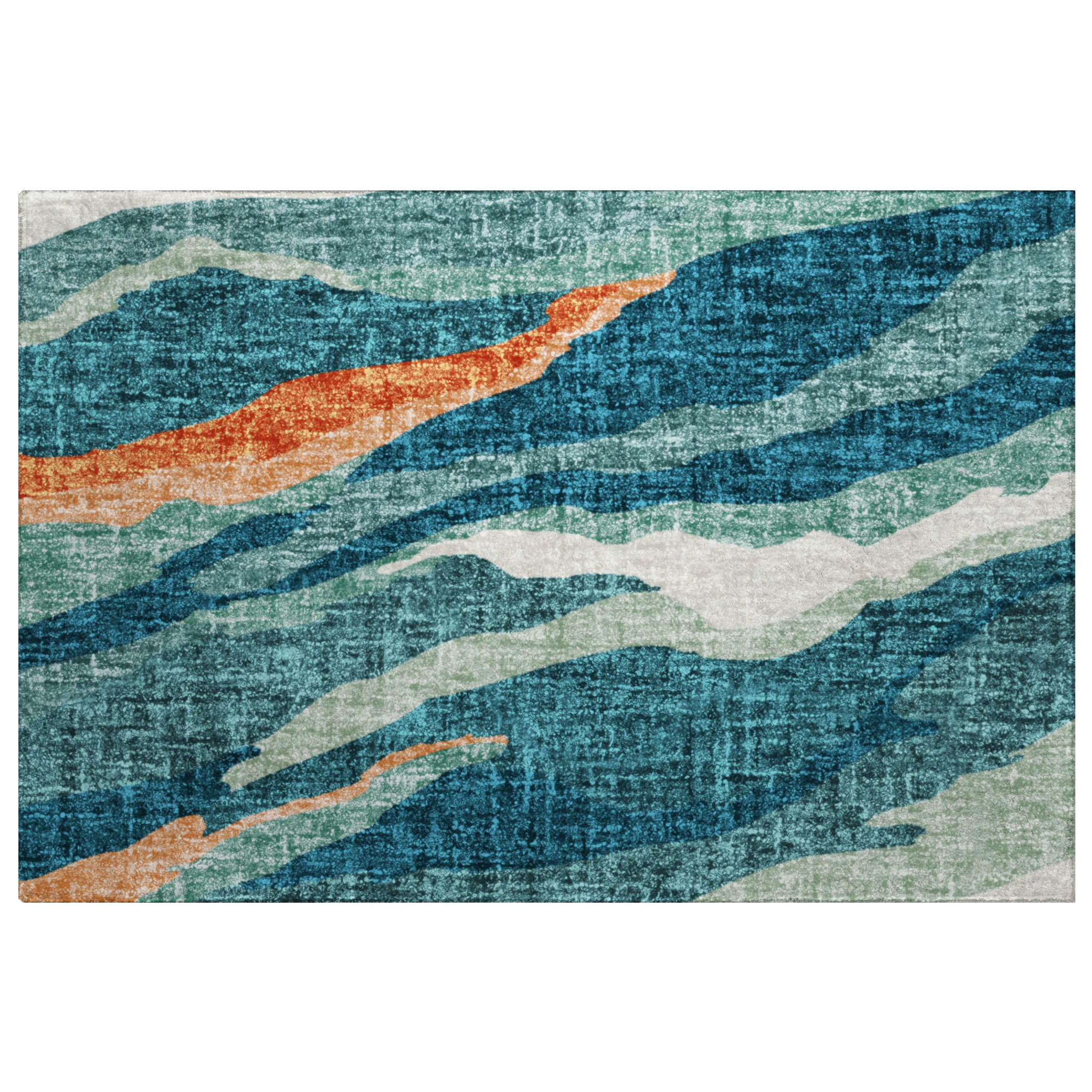 Luxury Washable Transitional LN4 Teal Rug 1'8" x 2'6" #shape_Rectangle