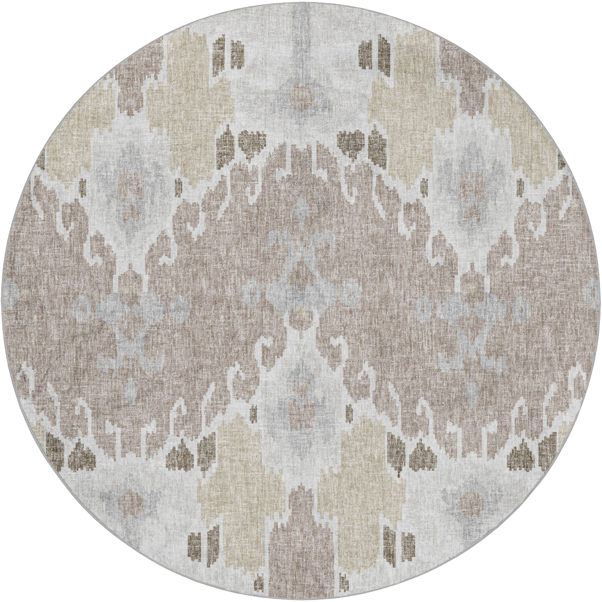 Luxury Washable Transitional LN5 Ivory Rug 8' x 8' #shape_Round