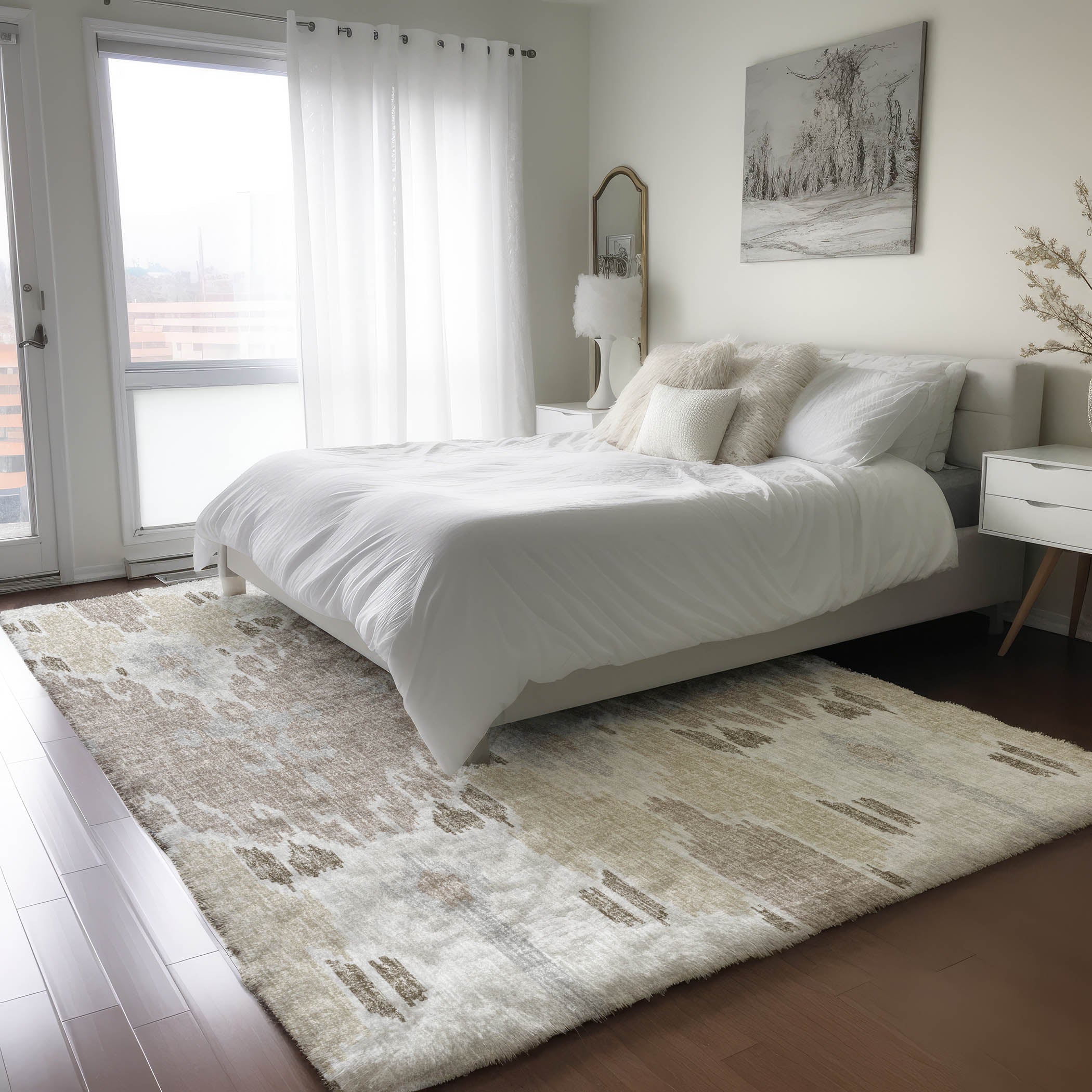 Luxury Washable Transitional LN5 Ivory Rug 2'6" x 3'10" #shape_Rectangle