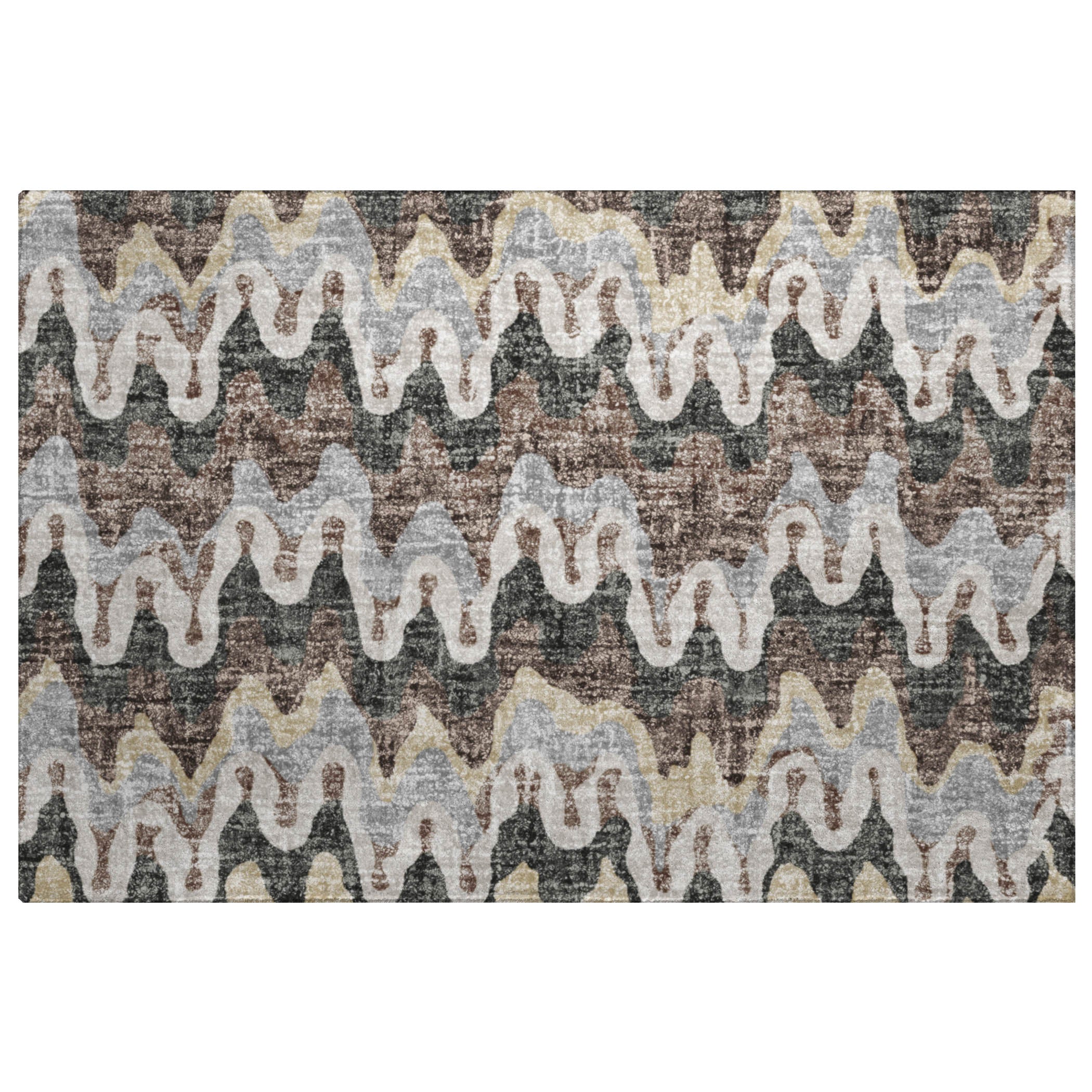 Luxury Washable Transitional LN6 Charcoal Gray Rug 1'8" x 2'6" #shape_Rectangle