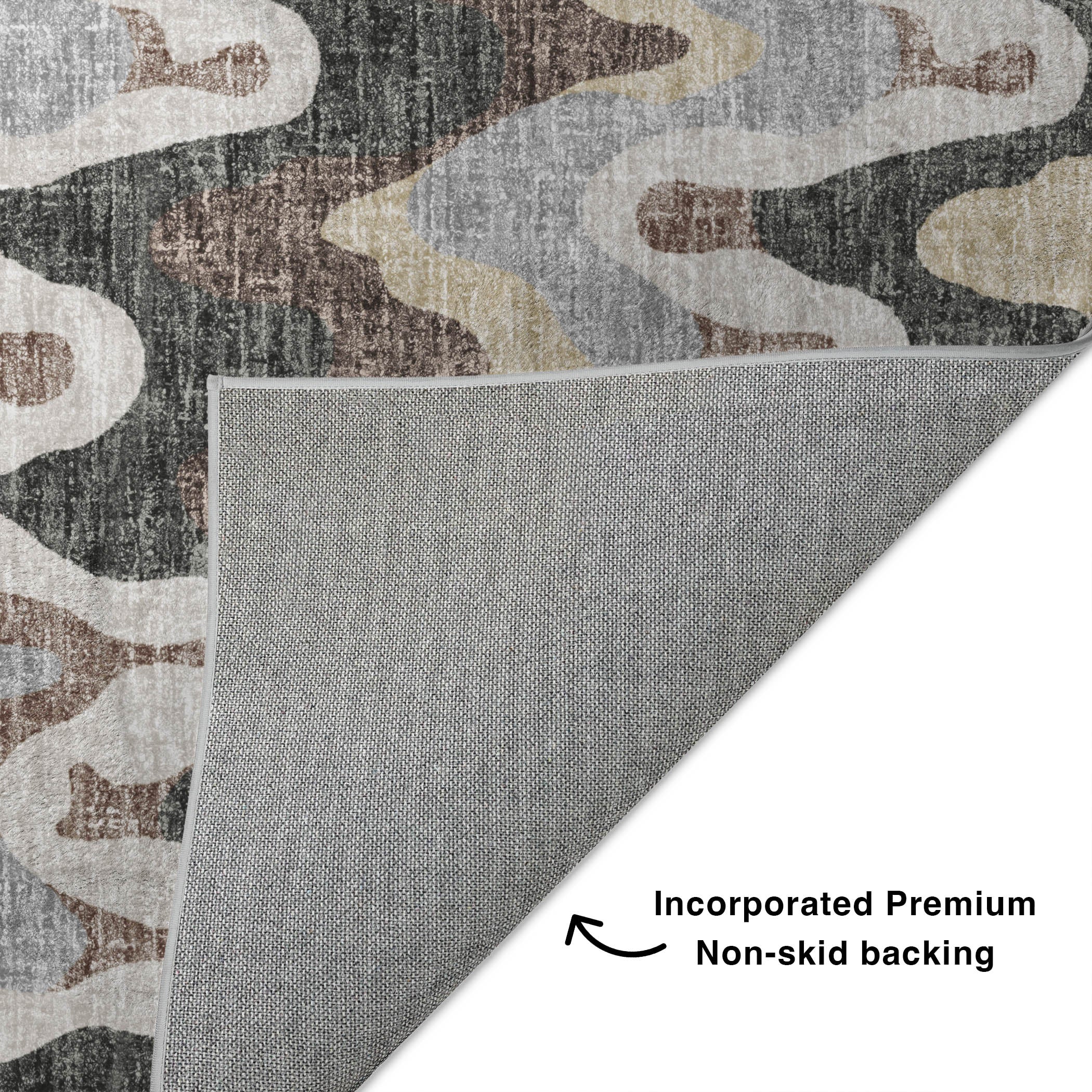 Luxury Washable Transitional LN6 Charcoal Gray Rug 1'8" x 2'6" #shape_Rectangle