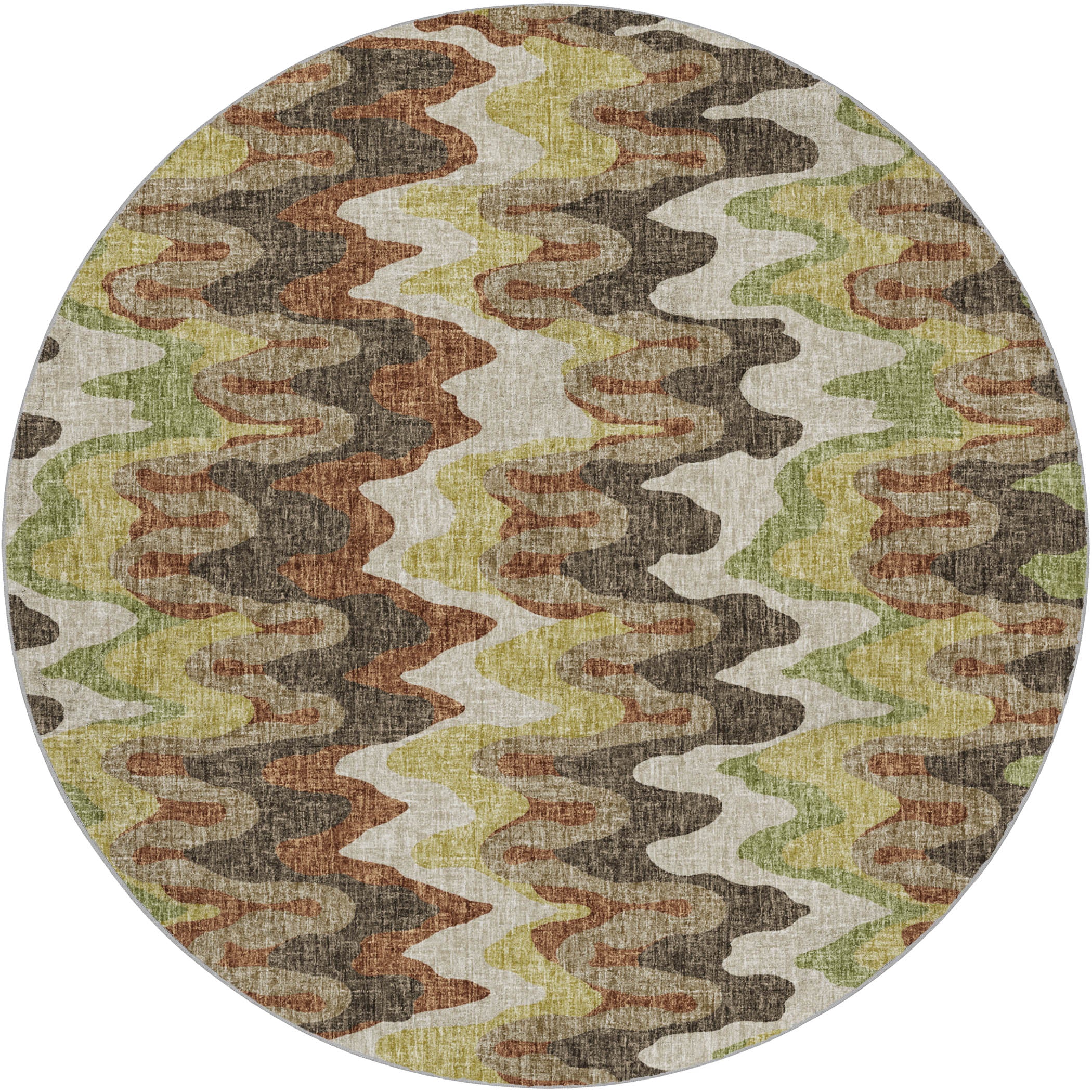Luxury Washable Transitional LN6 Chocolate Brown Rug 8' x 8' #shape_Round