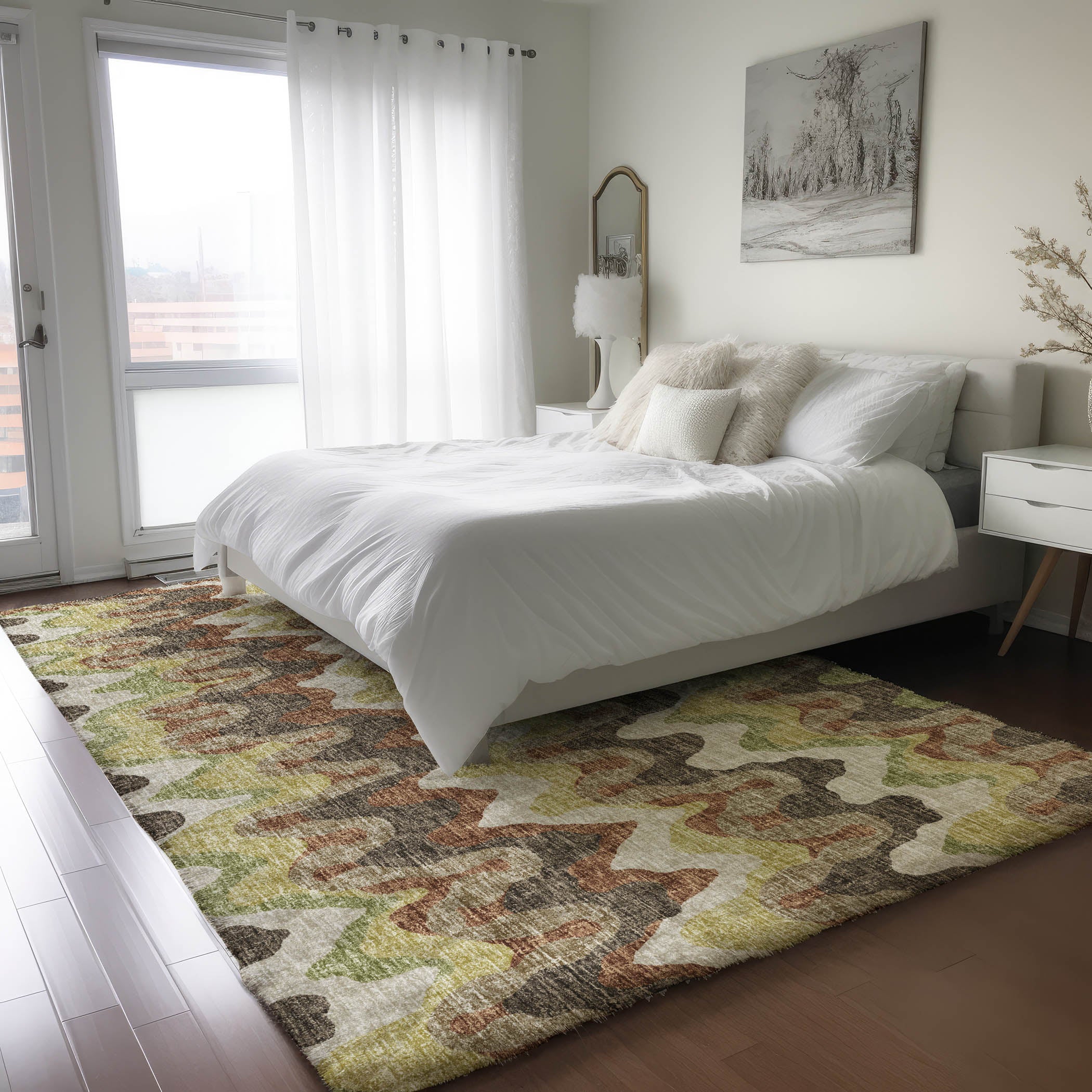 Luxury Washable Transitional LN6 Chocolate Brown Rug 2'6" x 3'10" #shape_Rectangle