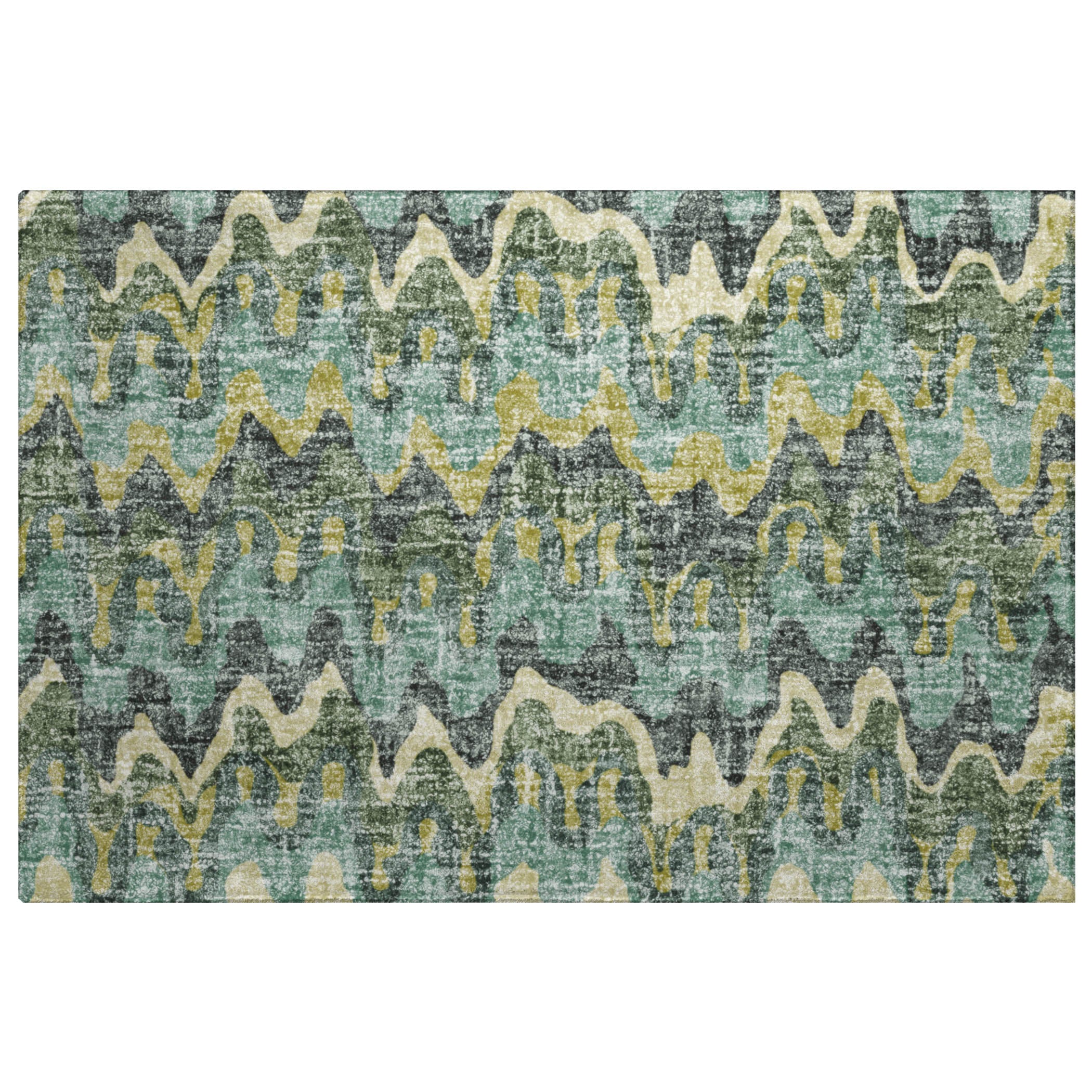 Luxury Washable Transitional LN6 Teal Rug 1'8" x 2'6" #shape_Rectangle