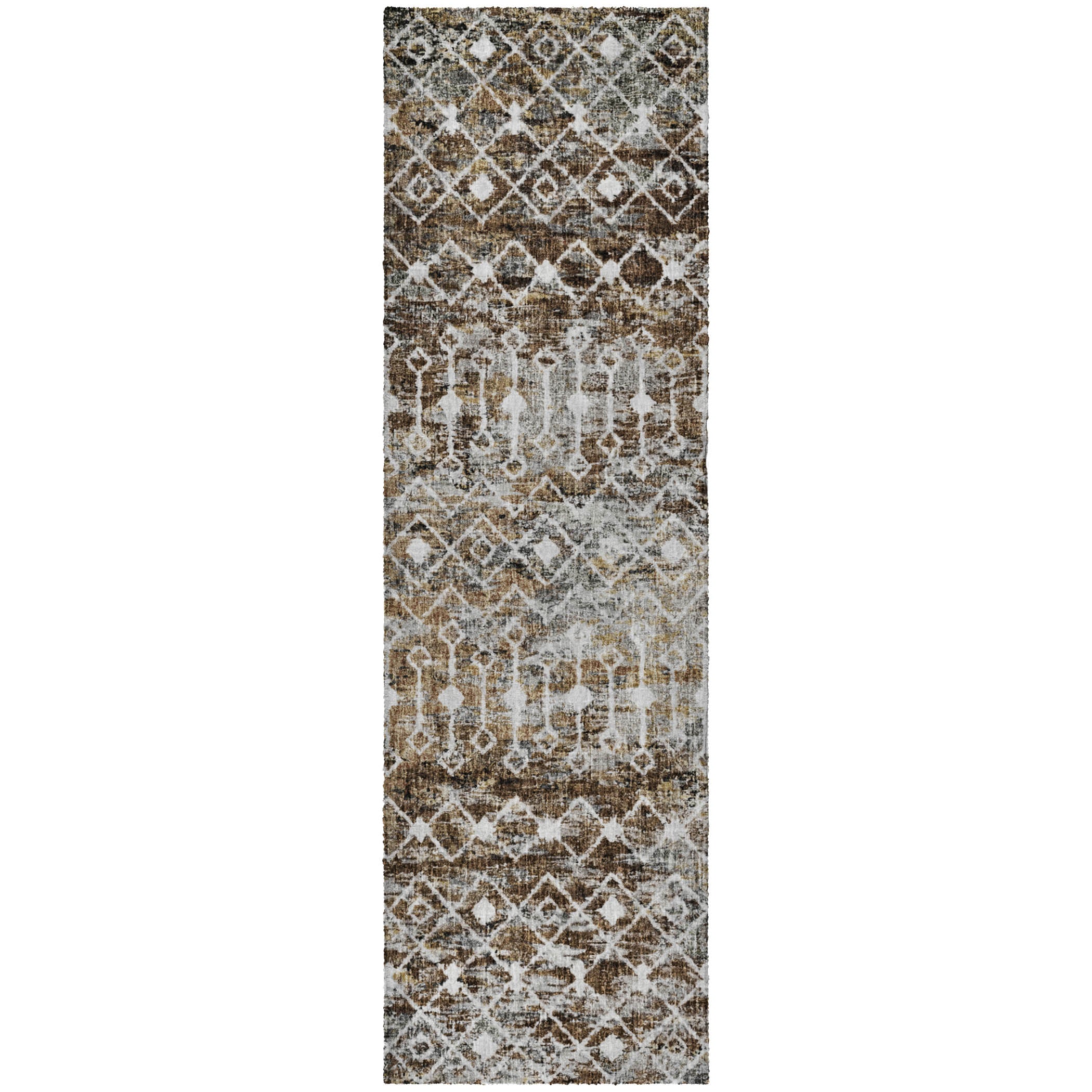 Luxury Washable Transitional LN7 Brown Rug 2'3" x 7'6" #shape_Runner