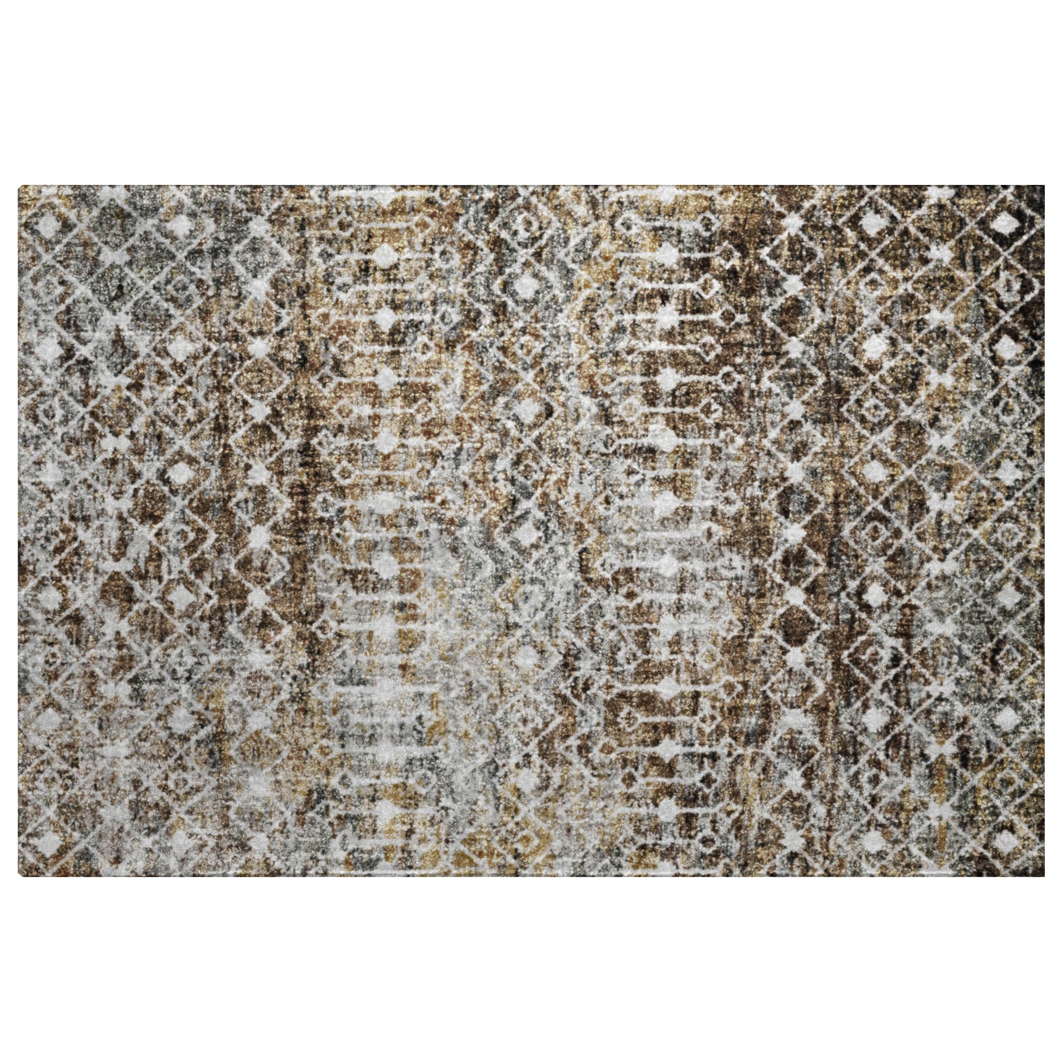 Luxury Washable Transitional LN7 Brown Rug 1'8" x 2'6" #shape_Rectangle