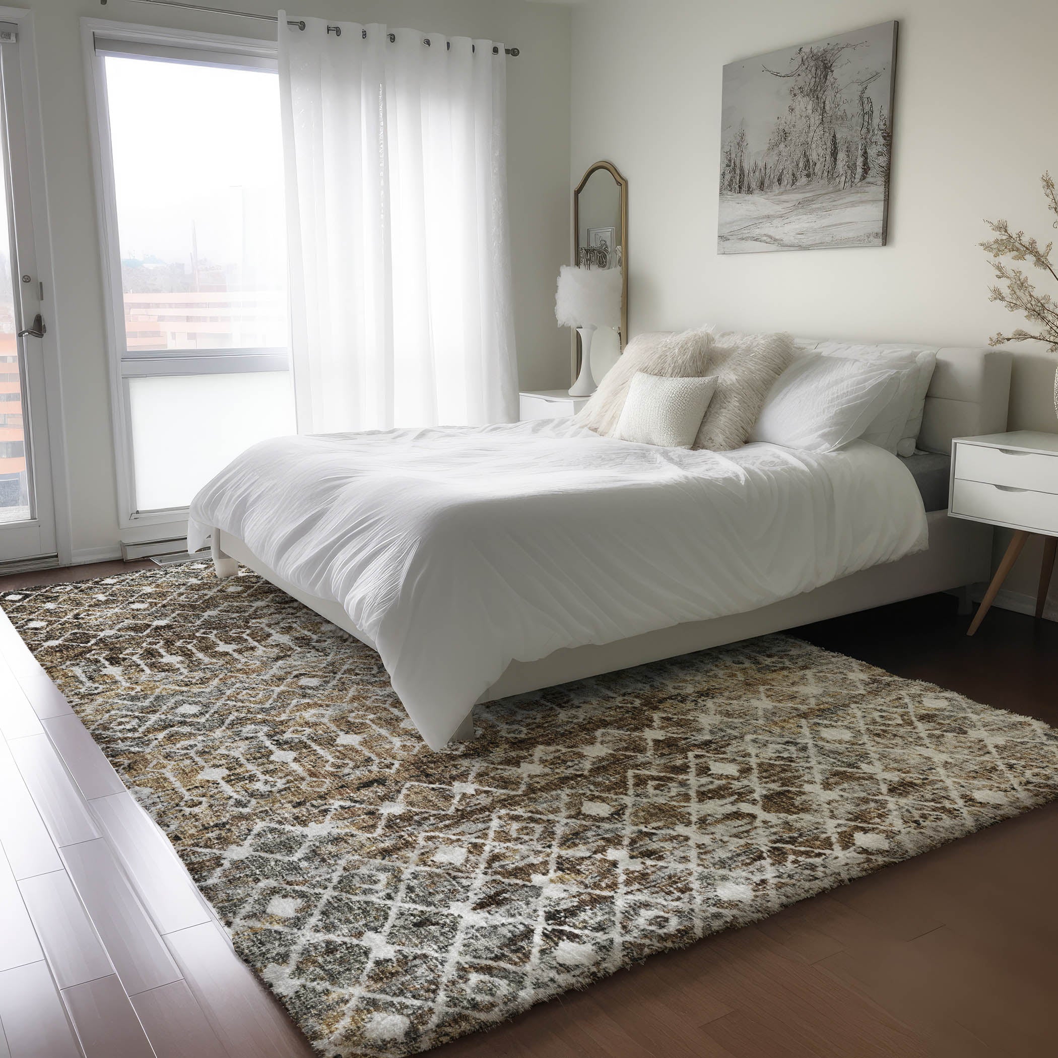 Luxury Washable Transitional LN7 Brown Rug 2'6" x 3'10" #shape_Rectangle