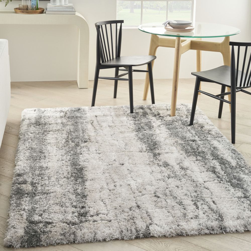 Luxurious Shag LXR01 Ivory/Charcoal Rugs #color_ivory/charcoal
