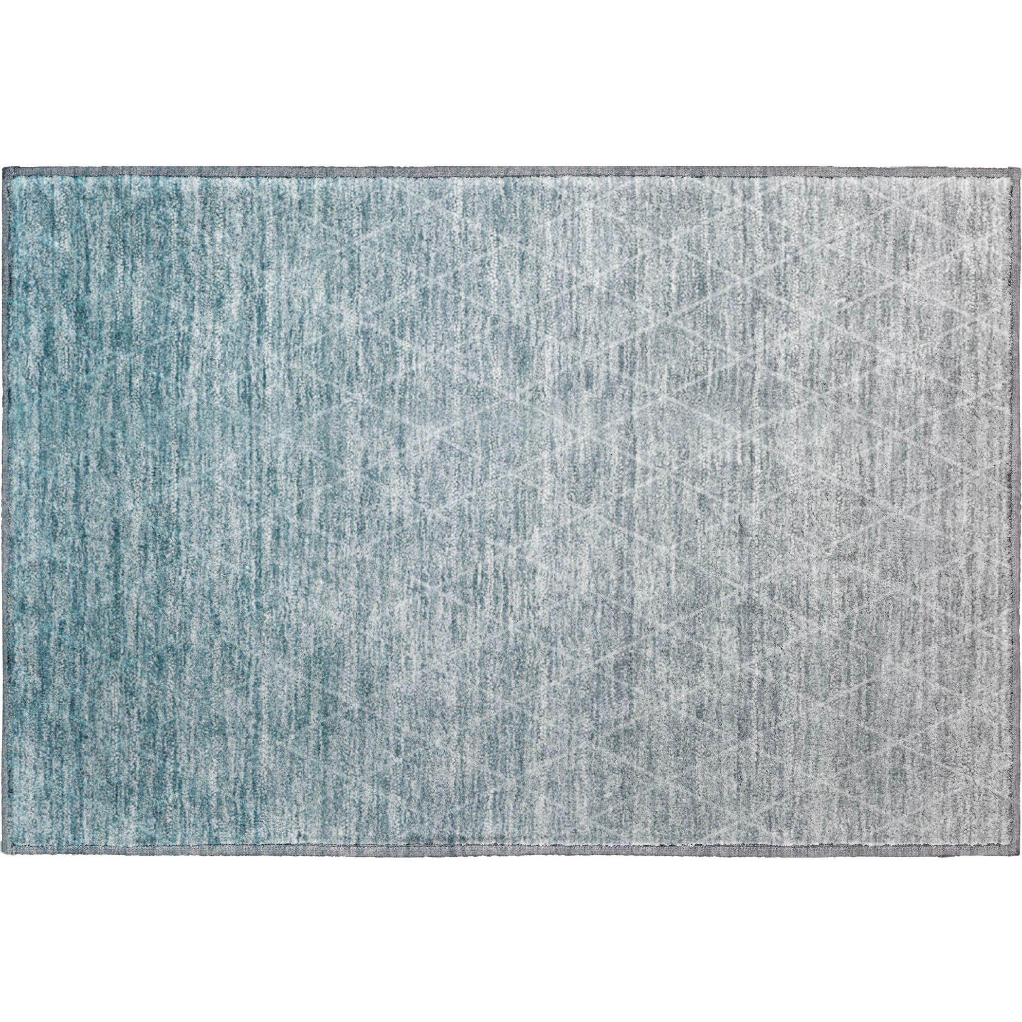 Luxury Washable Indoor/Outdoor transitional LZ2 Teal Blue Rug 1'8" x 2'6" #shape_Rectangle