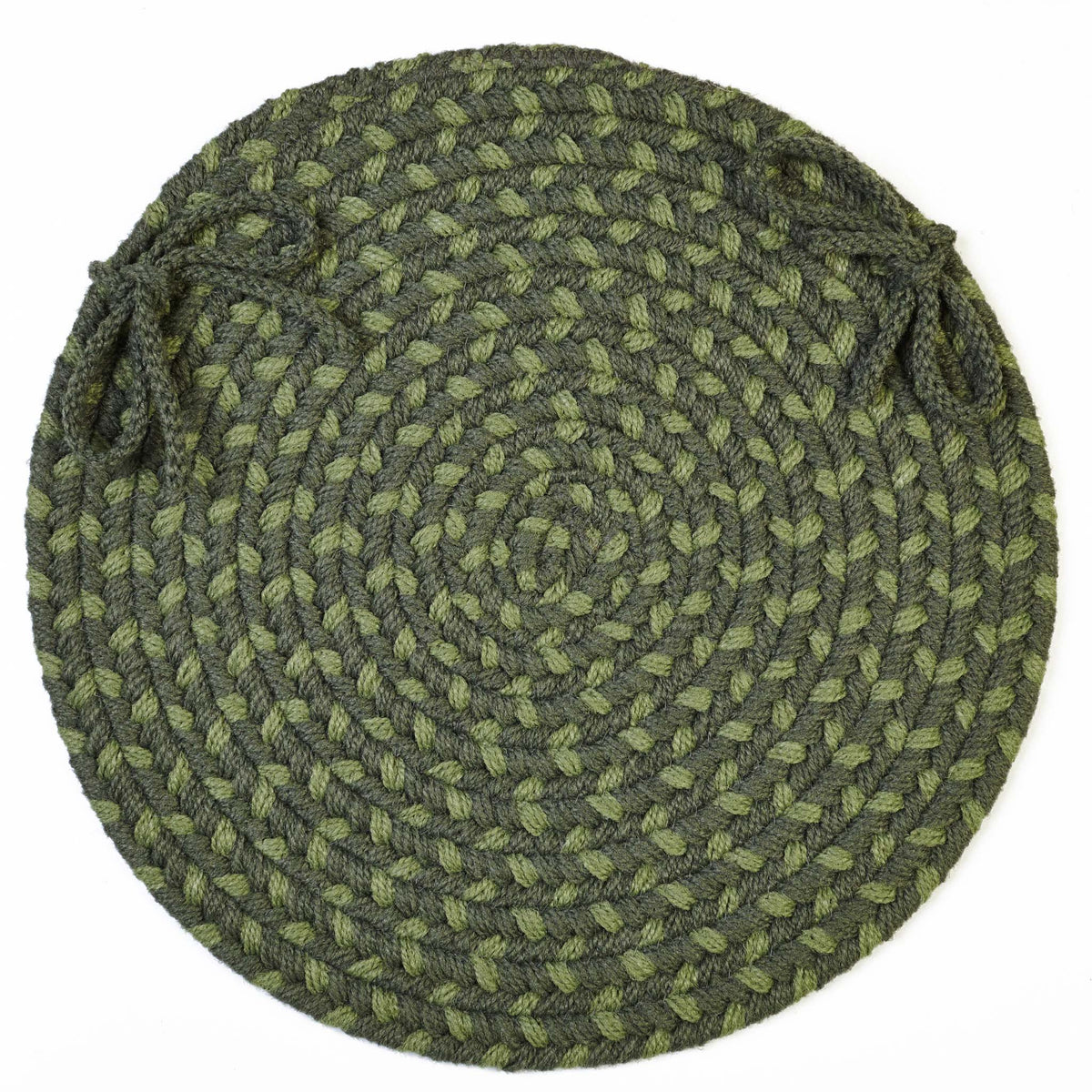 Homespun Braided Chair Pad - Greenmarket - 15 inch round with ties