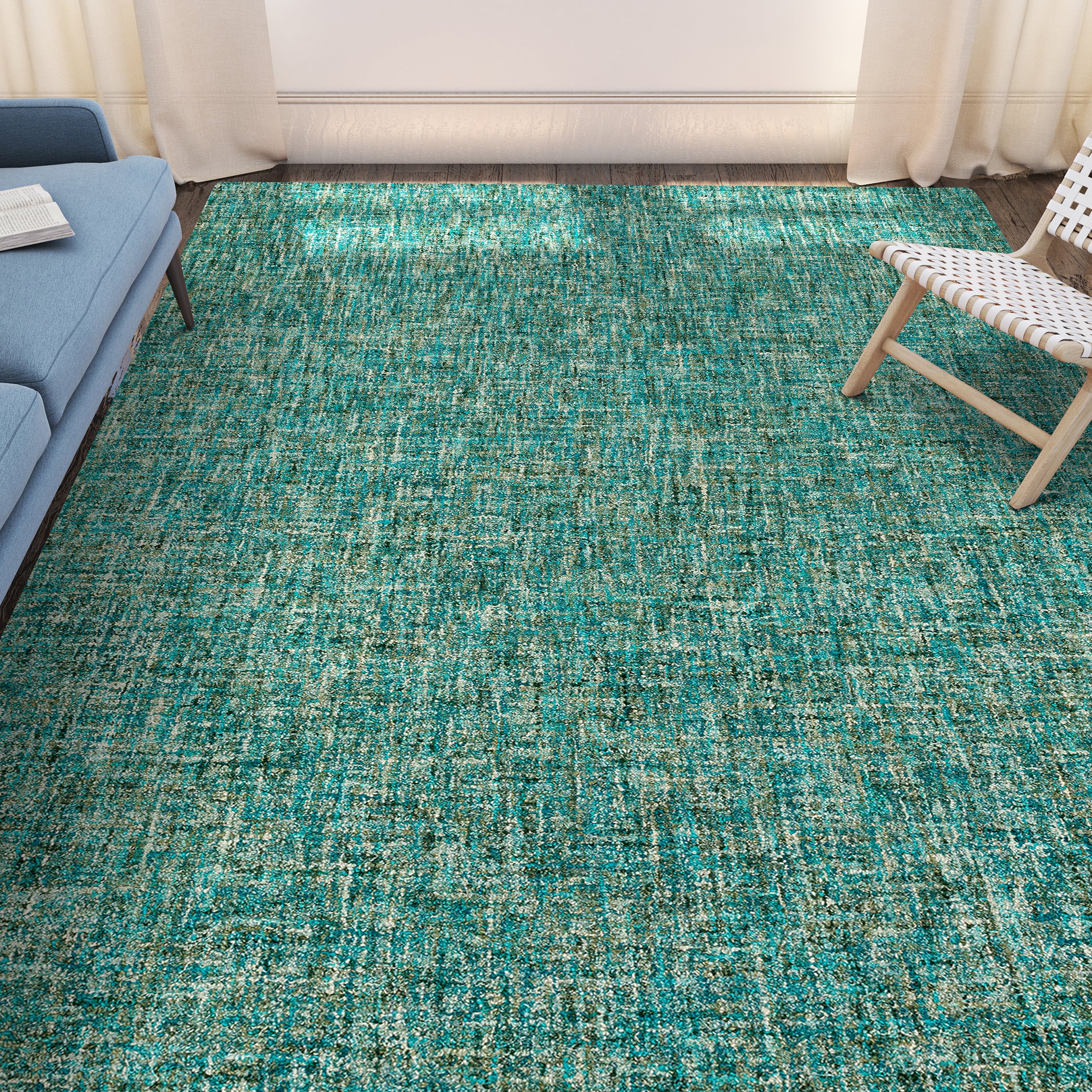 Transitional ME1 Aruba Teal Wool Rug 2' x 3' #shape_Rectangle