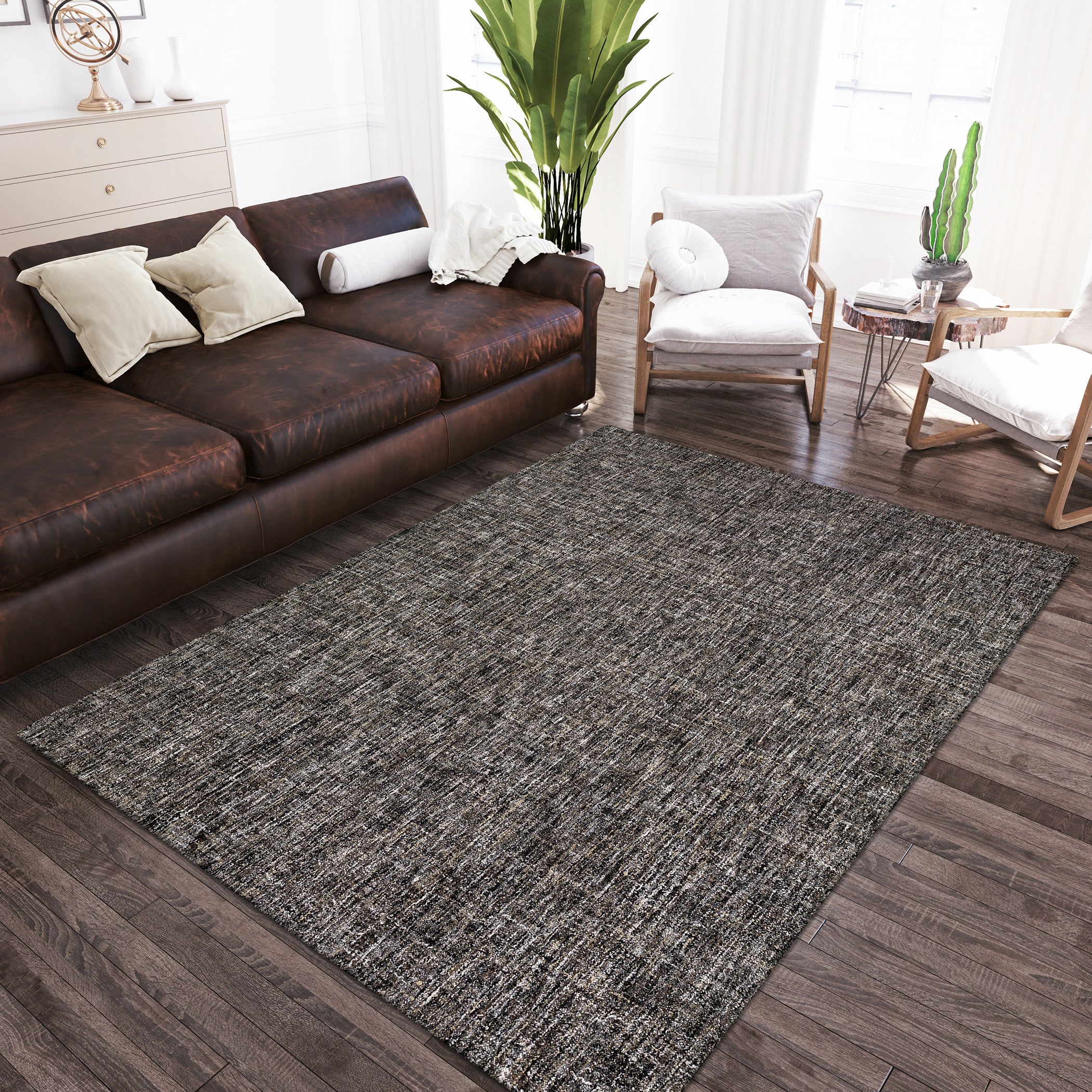 Transitional ME1 Ebony Black Wool Rug 2' x 3' #shape_Rectangle