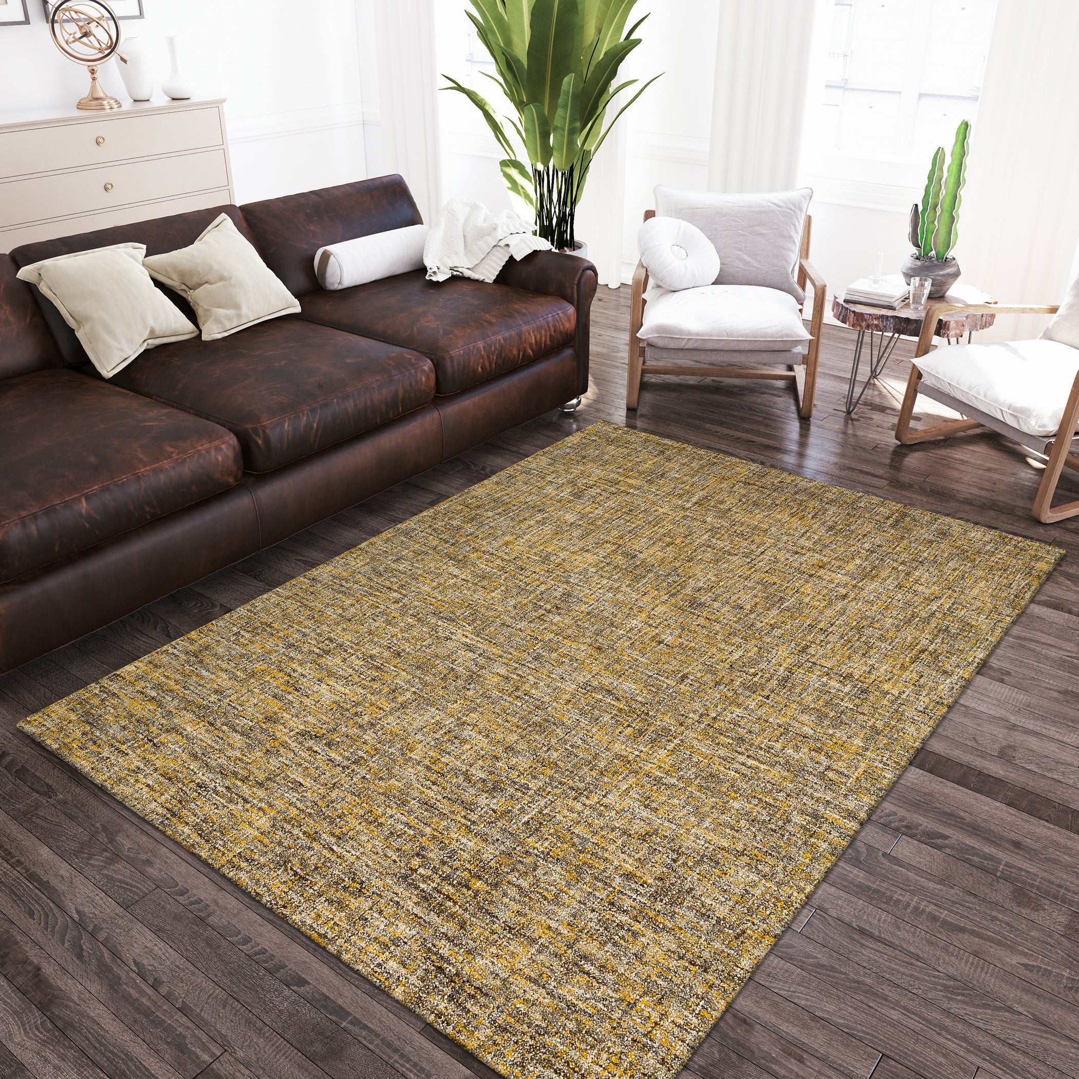 Transitional ME1 Wildflower Gold Wool Rug 2' x 3' #shape_Rectangle