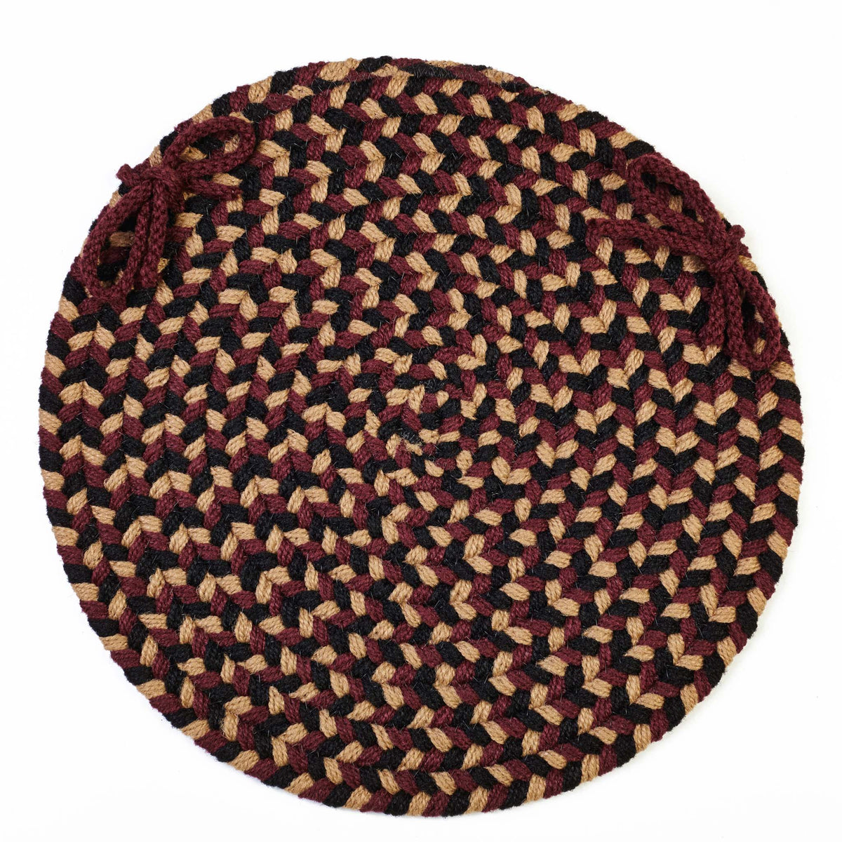 Santa Maria Braided Chair Pad - Sangria - 15 inch round with ties