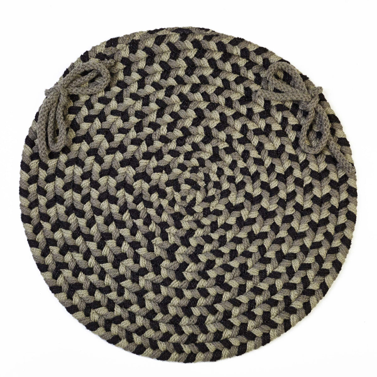 Santa Maria Braided Chair Pad - Forest Green - 15 inch round with ties