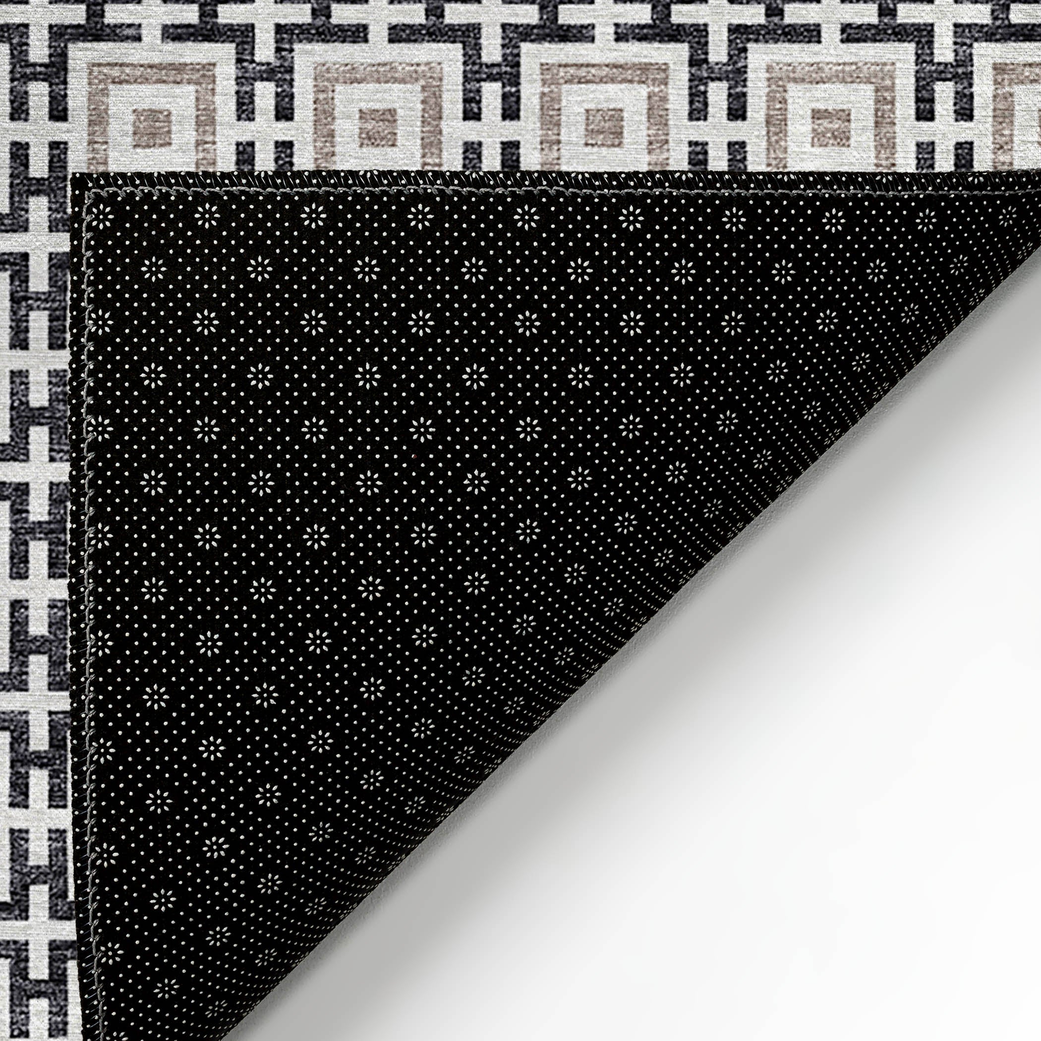 Luxury Machine Washable Indoor/Outdoor Transitional MO1 Black Rug 1'8" x 2'6" #shape_Rectangle