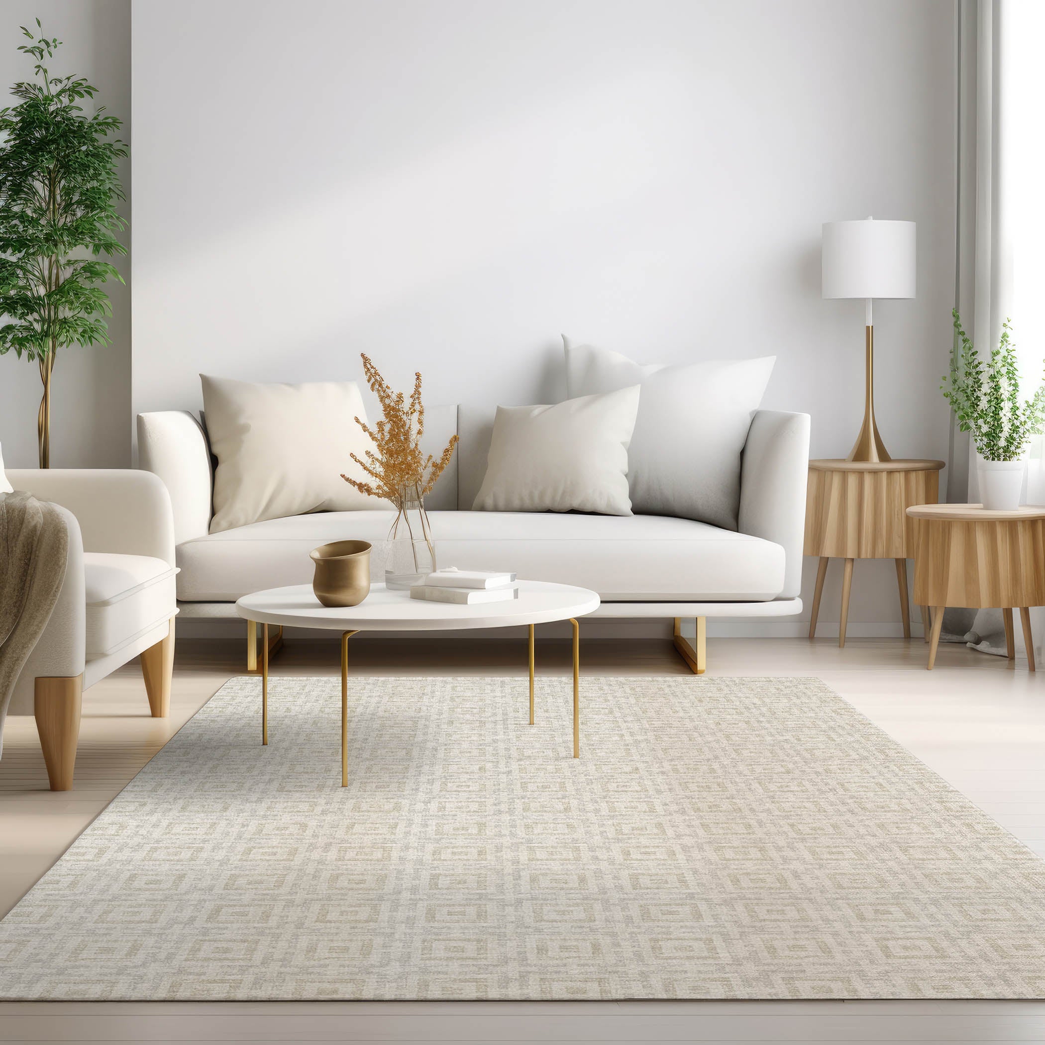 Luxury Machine Washable Indoor/Outdoor Transitional MO1 Linen Ivory Rug 3' x 5' #shape_Rectangle