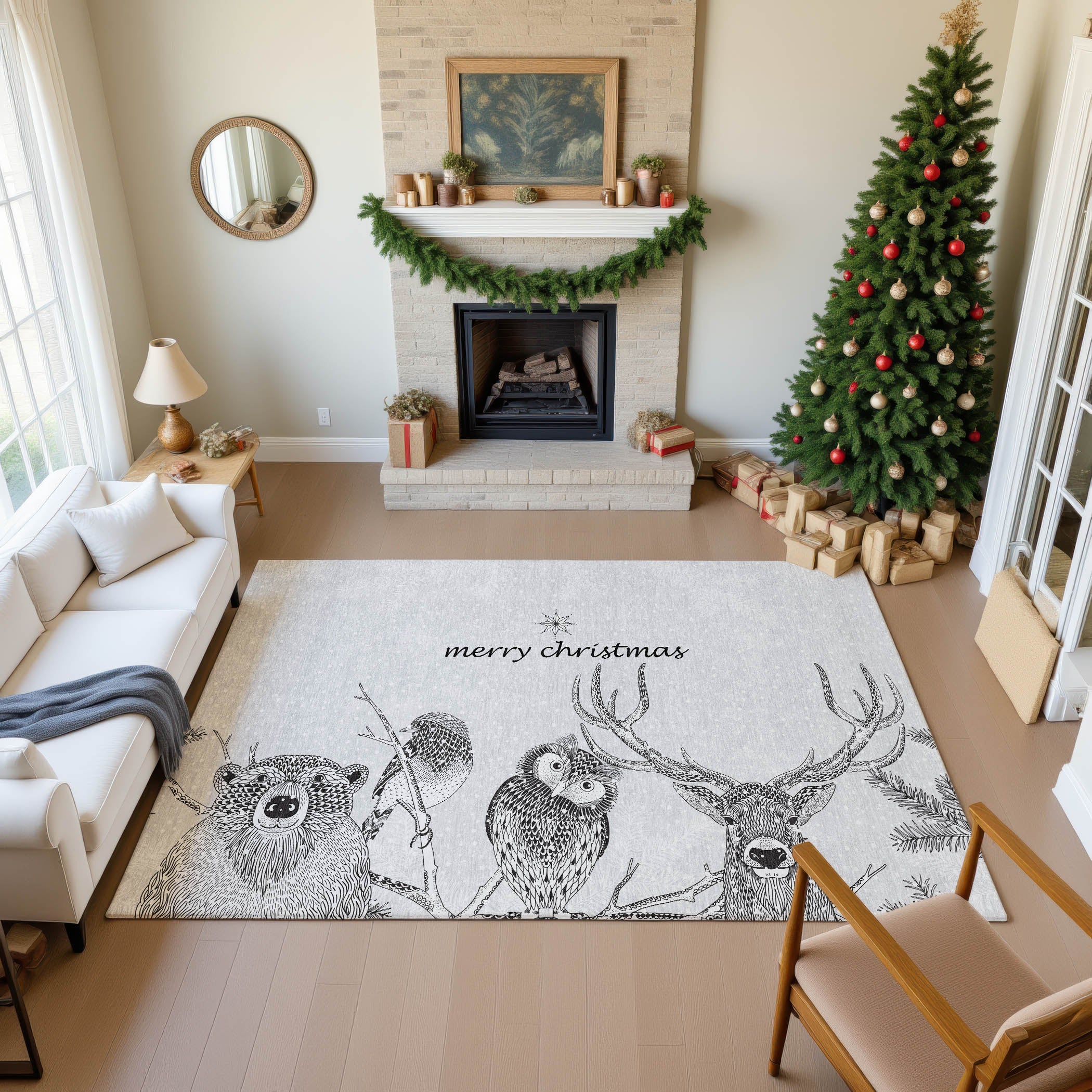 Luxury Washable Indoor/Outdoor Holiday MY10 Flannel Gray Rug 2'6" x 3'10" #shape_Rectangle