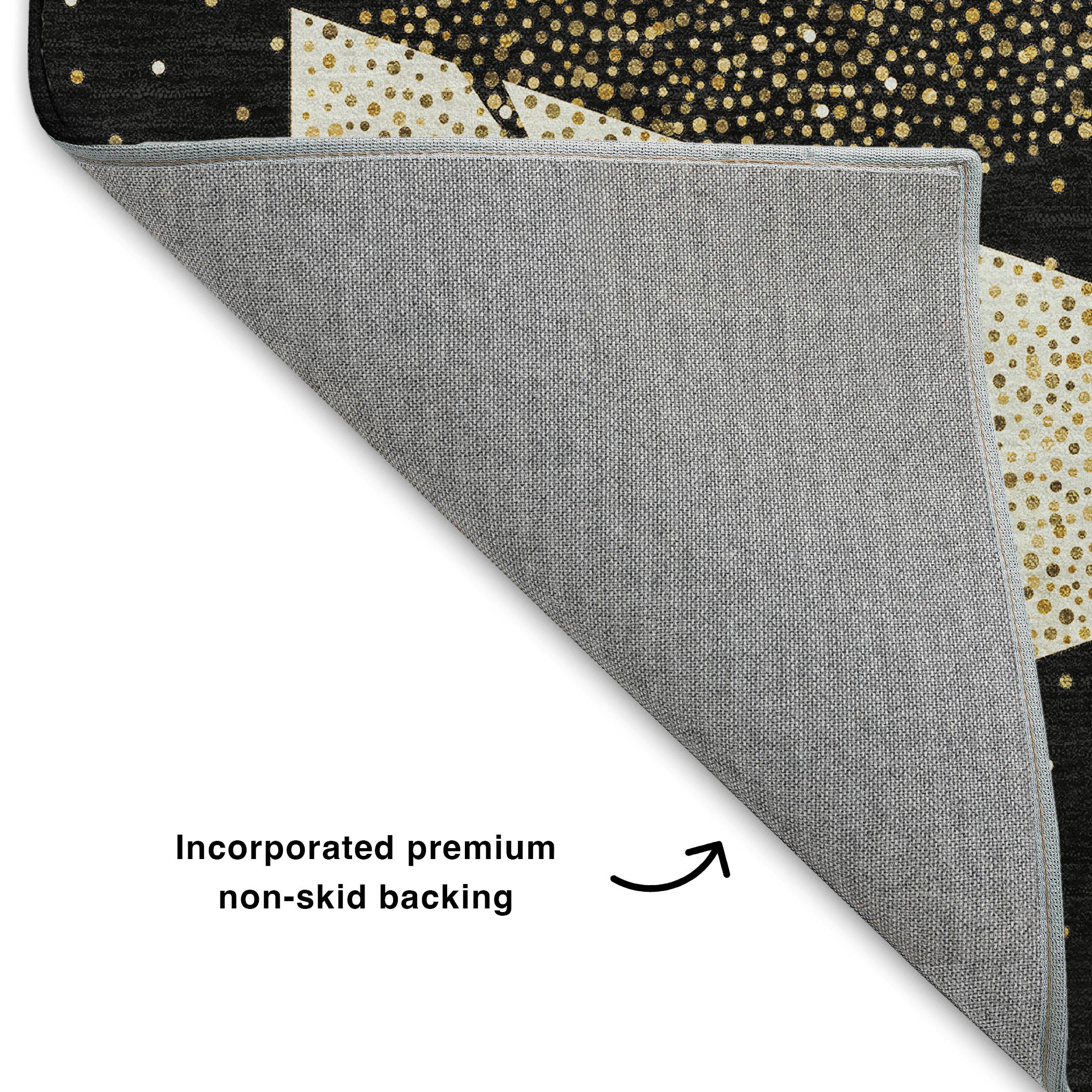 Luxury Washable Indoor/Outdoor Holiday MY11 Black Rug 1'8" x 2'6" #shape_Rectangle