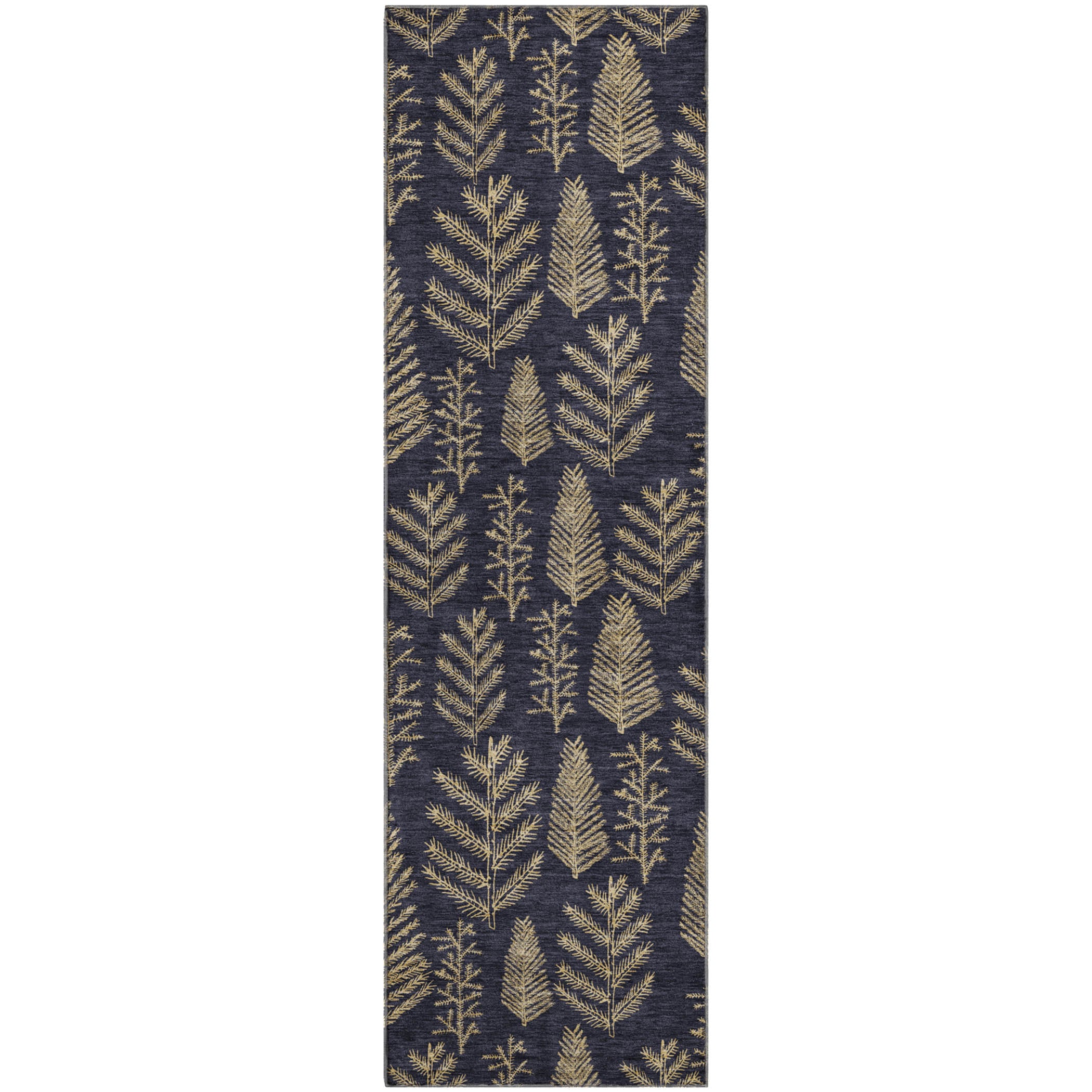 Luxury Washable Indoor/Outdoor Holiday MY21 Black Rug 2'3" x 7'6" #shape_Runner