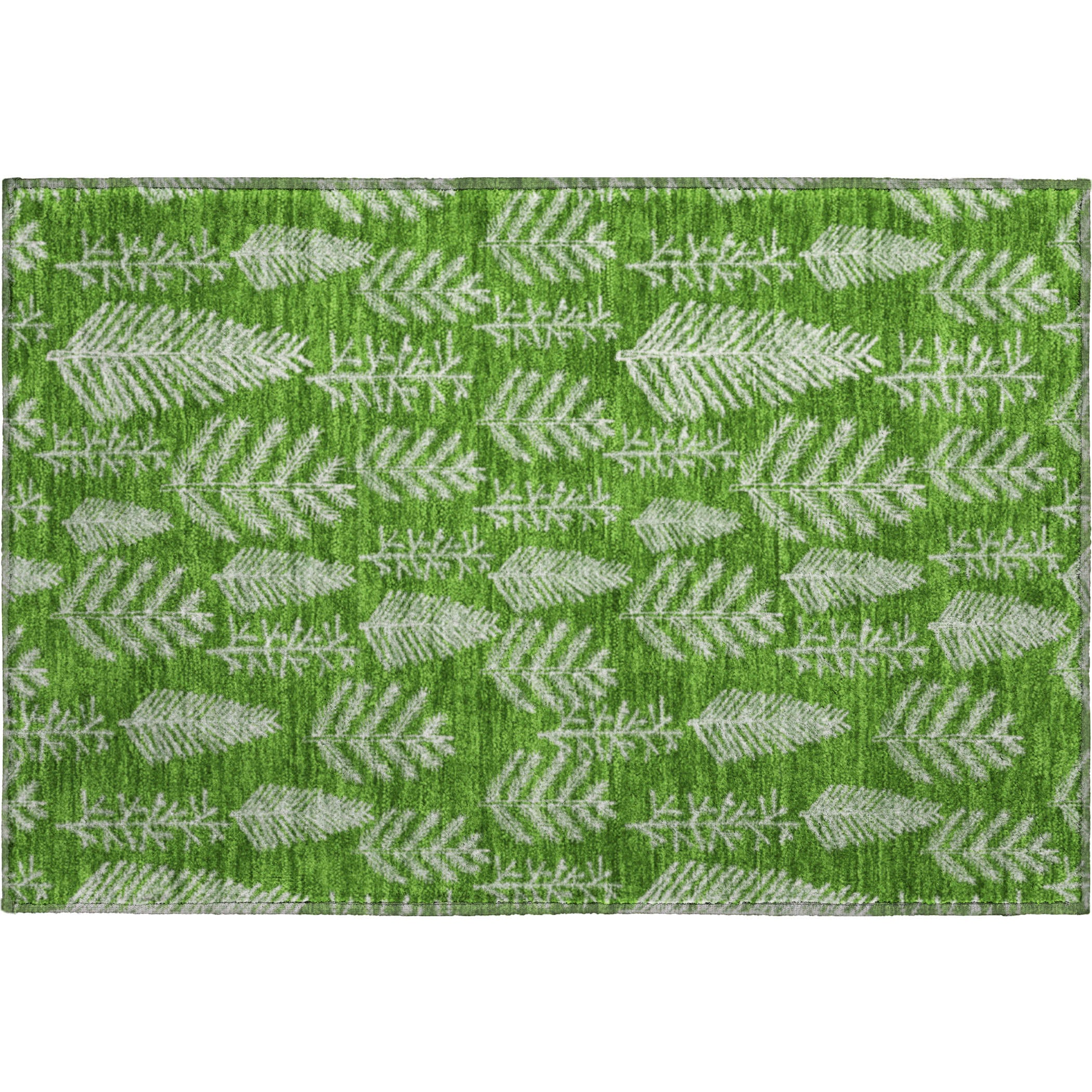 Luxury Washable Indoor/Outdoor Holiday MY21 Green Rug 1'8" x 2'6" #shape_Rectangle