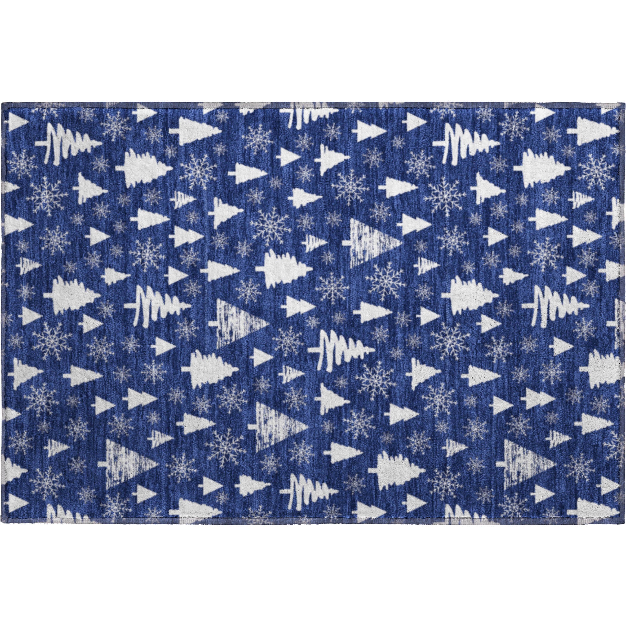 Luxury Washable Indoor/Outdoor Holiday MY23 Navy Blue Rug 1'8" x 2'6" #shape_Rectangle