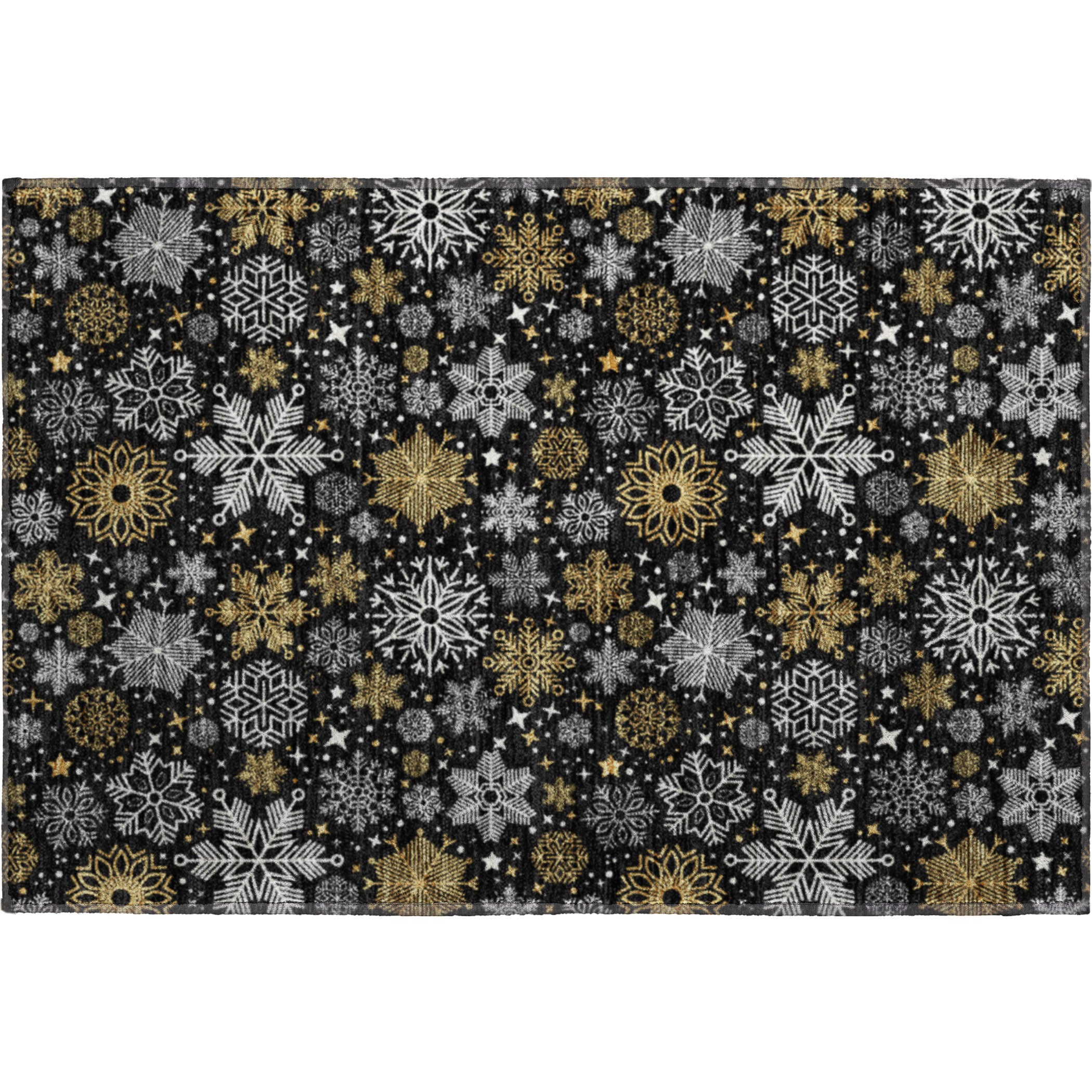 Luxury Washable Indoor/Outdoor Holiday MY25 Black Rug 1'8" x 2'6" #shape_Rectangle