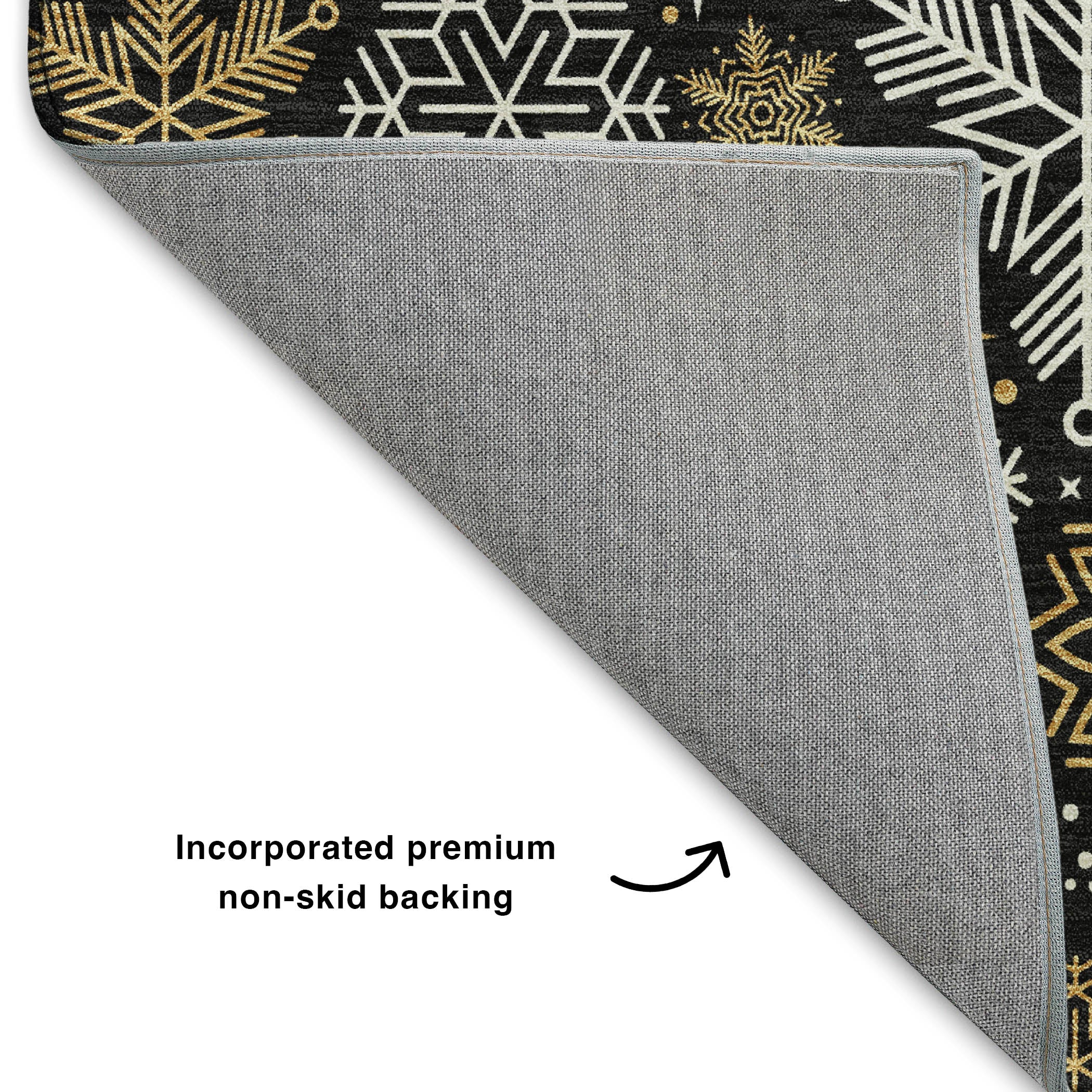 Luxury Washable Indoor/Outdoor Holiday MY25 Black Rug 1'8" x 2'6" #shape_Rectangle