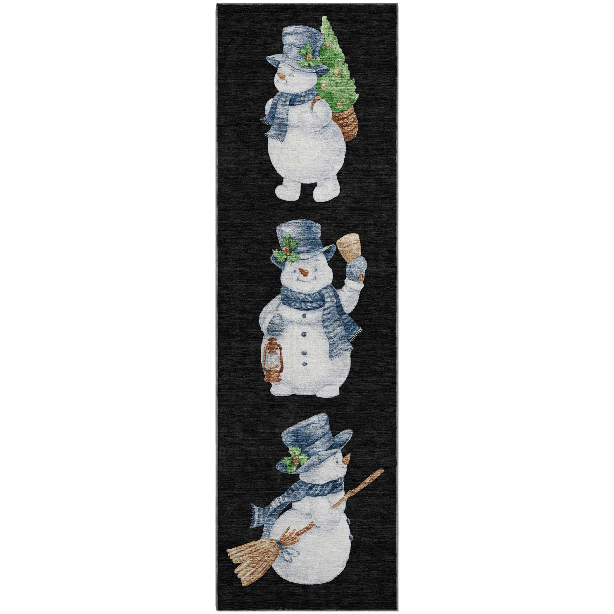 Luxury Washable Indoor/Outdoor Holiday MY28 Black Rug 2'3" x 7'6" #shape_Runner