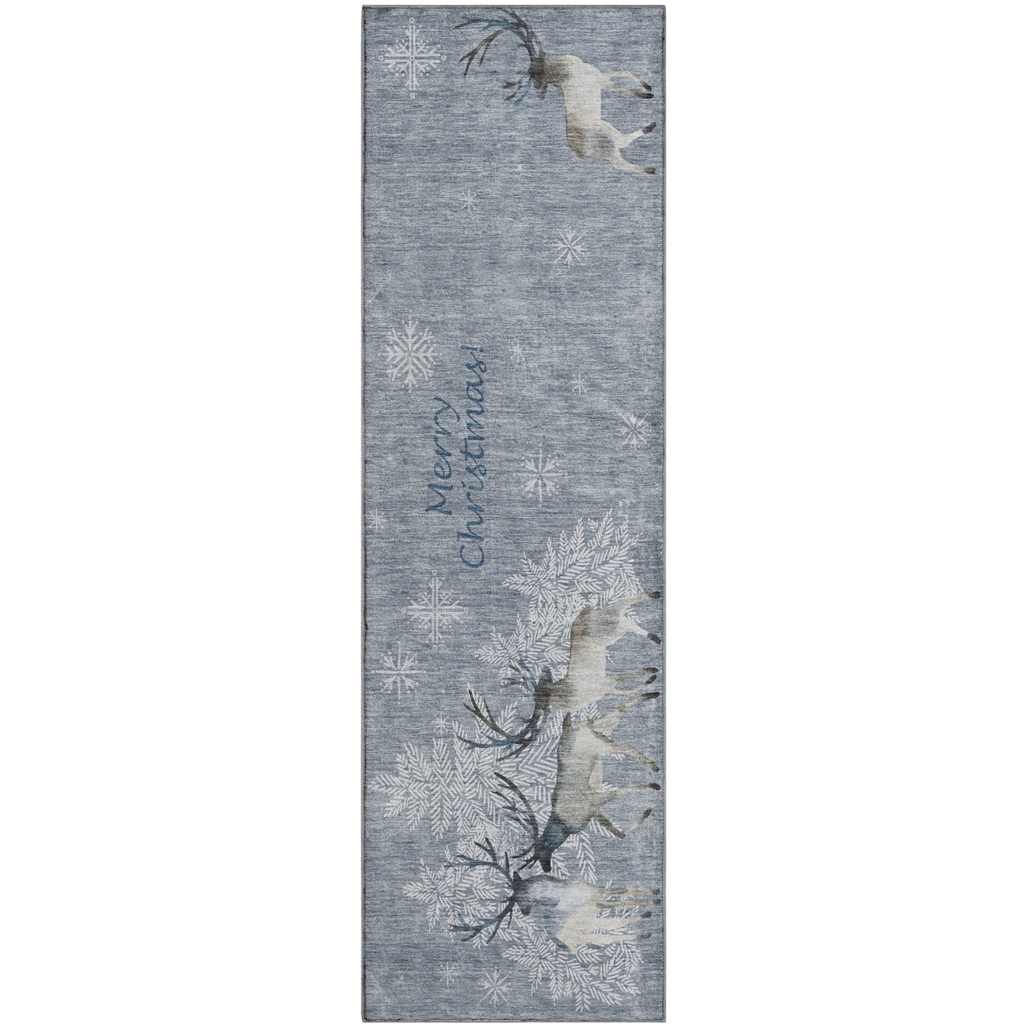 Luxury Washable Indoor/Outdoor Holiday MY2 Gray Rug 2'3" x 7'6" #shape_Runner