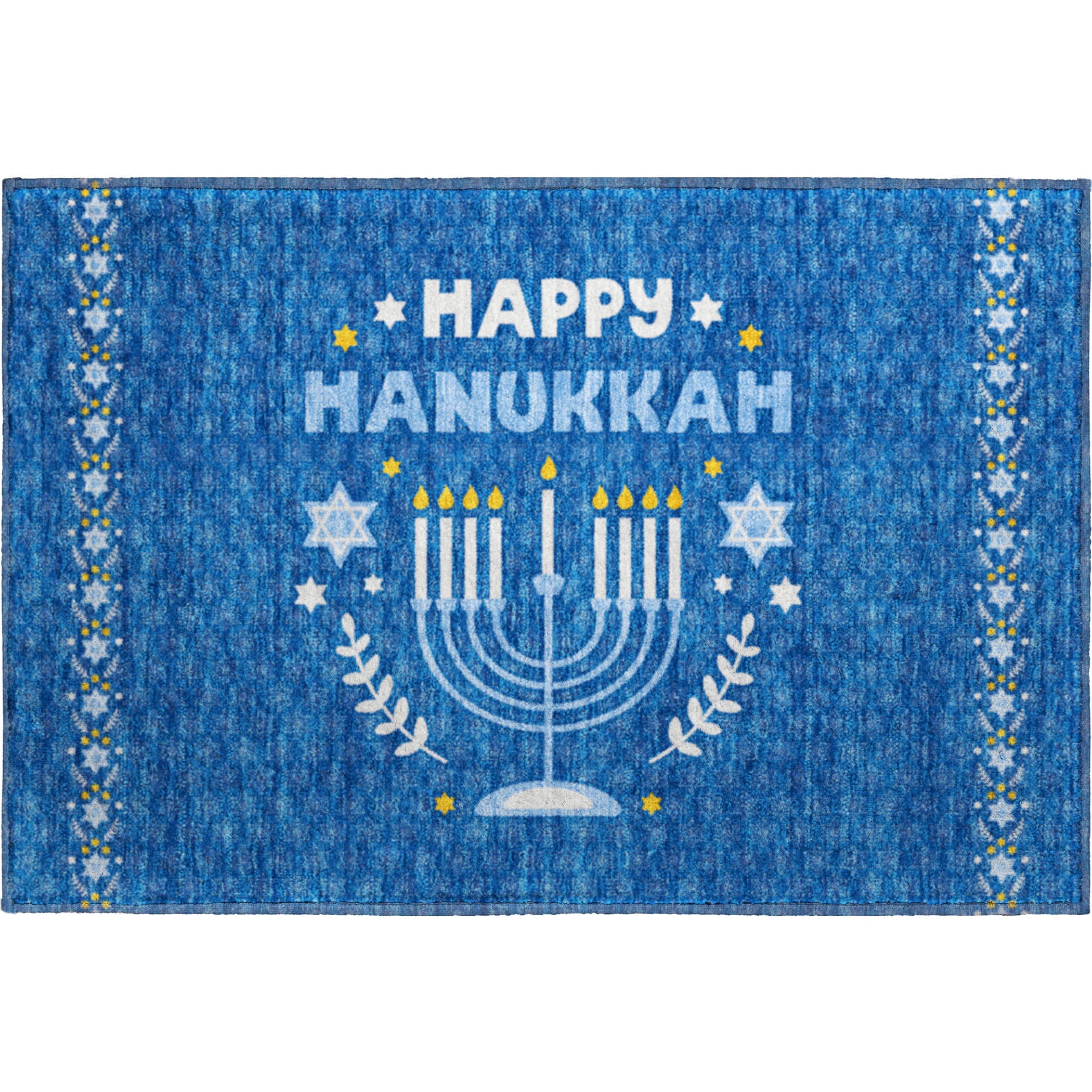 Luxury Washable Indoor/Outdoor Hanukkah MY30 Blue Rug 1'8" x 2'6" #shape_Rectangle