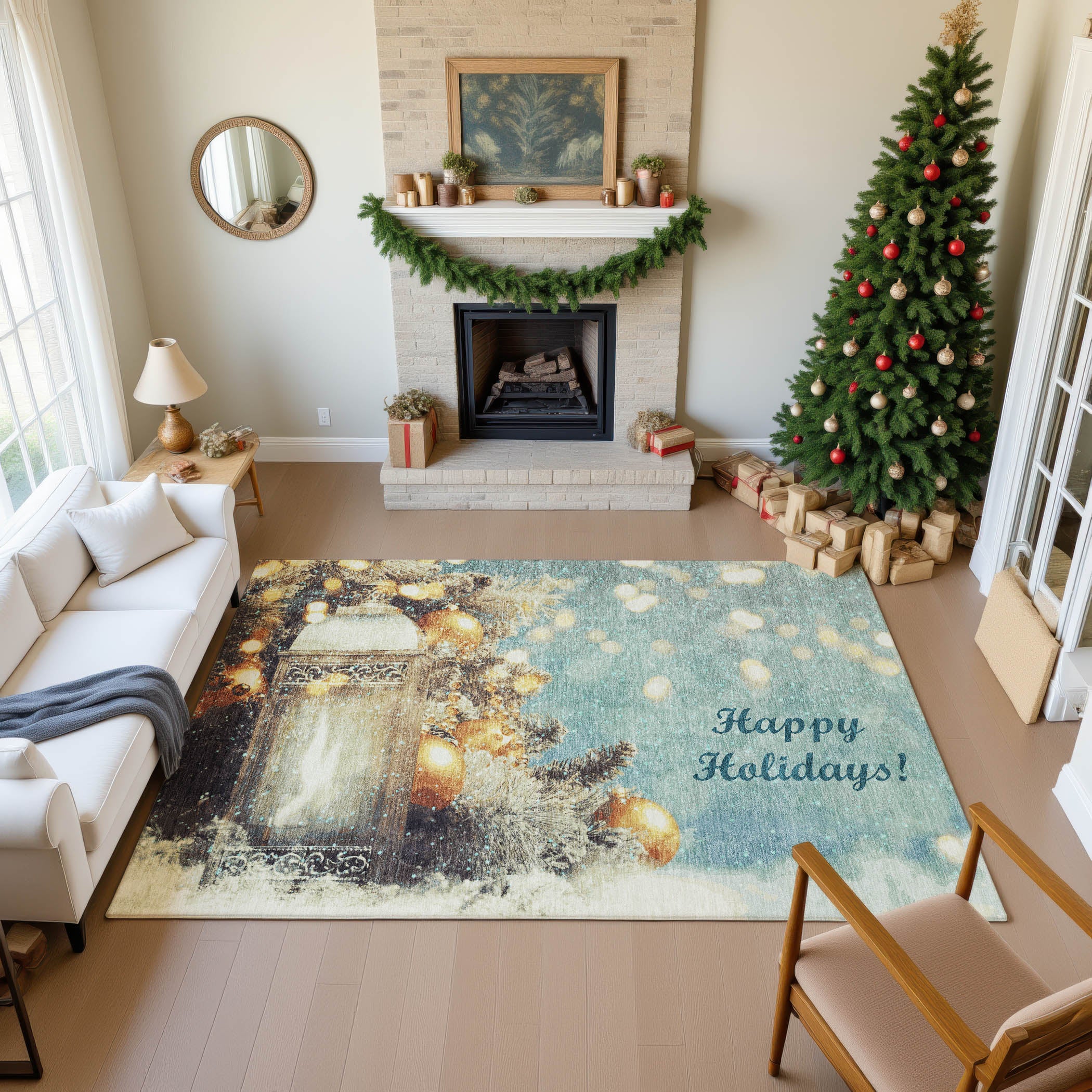 Luxury Washable Indoor/Outdoor Holiday MY3 Skydust Blue Rug 2'6" x 3'10" #shape_Rectangle