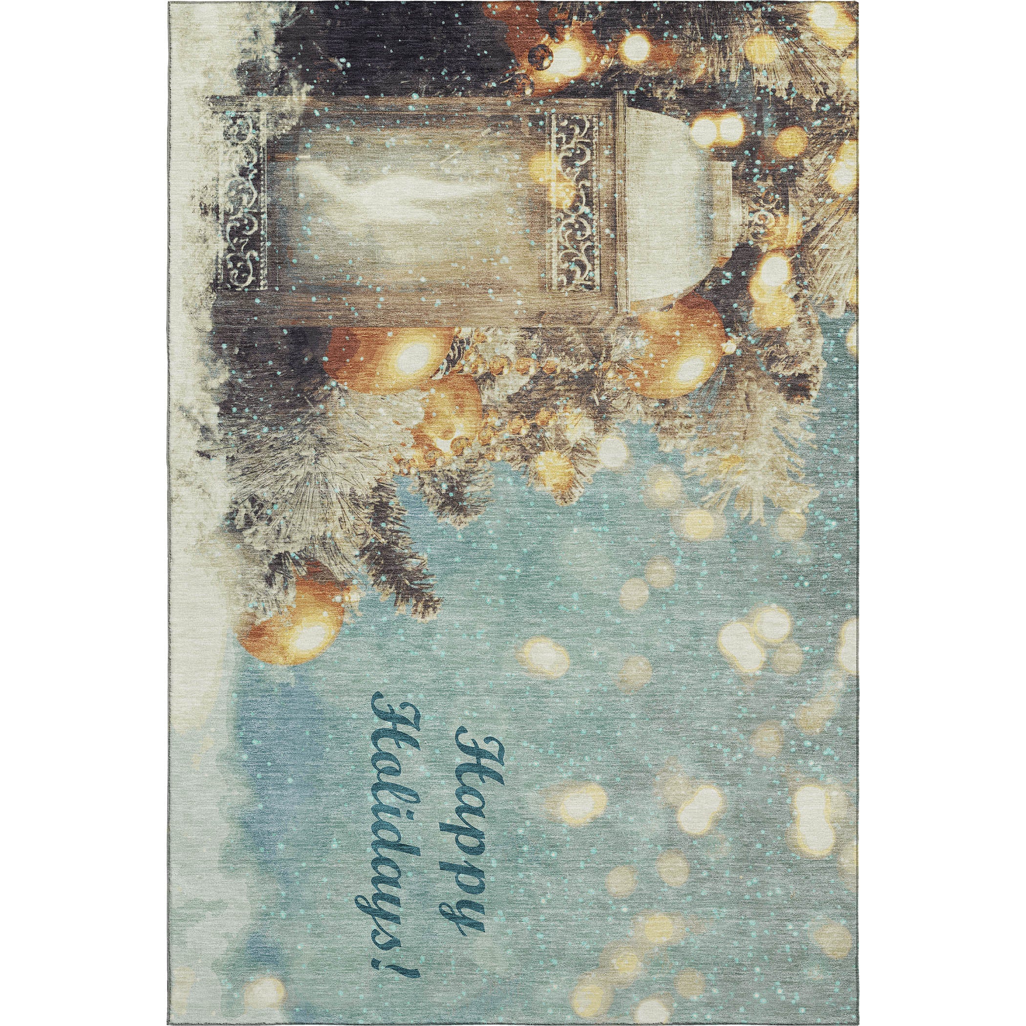 Luxury Washable Indoor/Outdoor Holiday MY3 Skydust Blue Rug 2'6" x 3'10" #shape_Rectangle