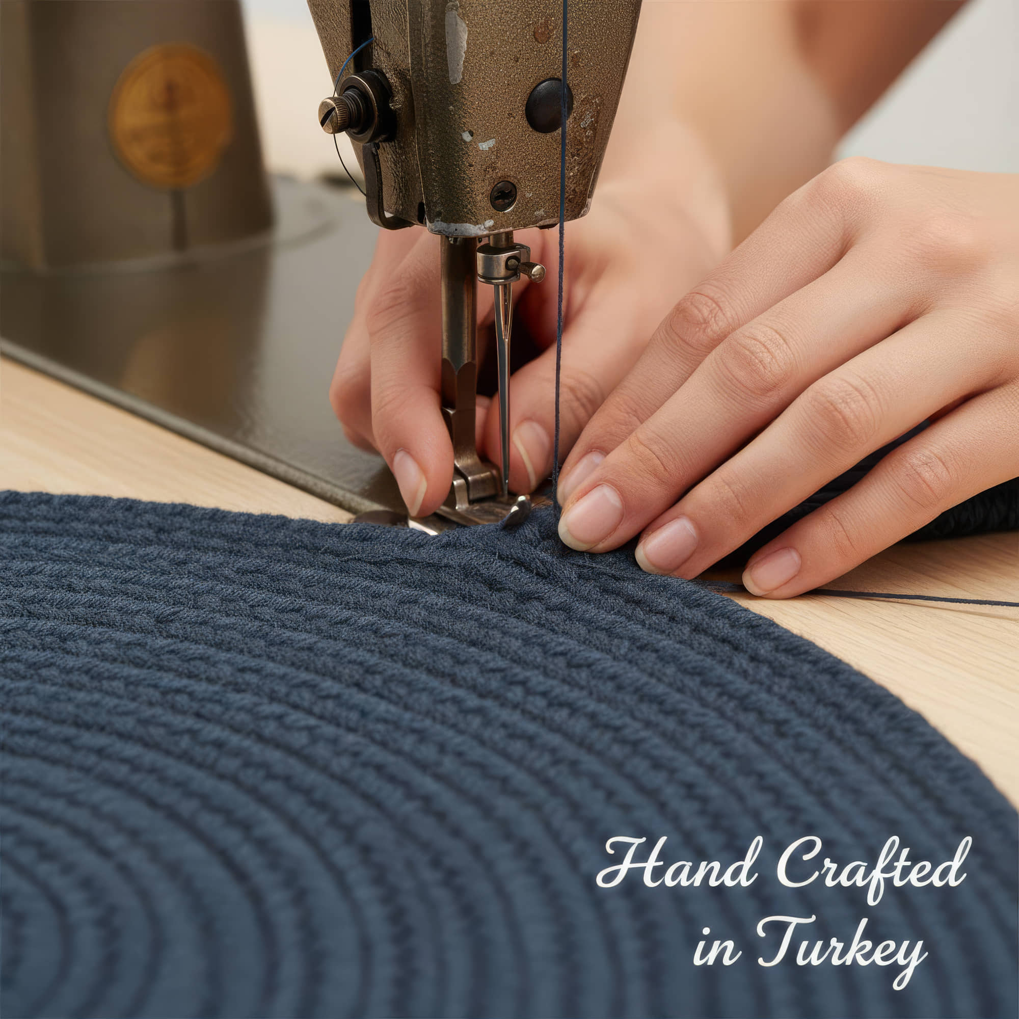 Navy Braided Rug - Reversible Solid Constrution - Indoor Outdoor