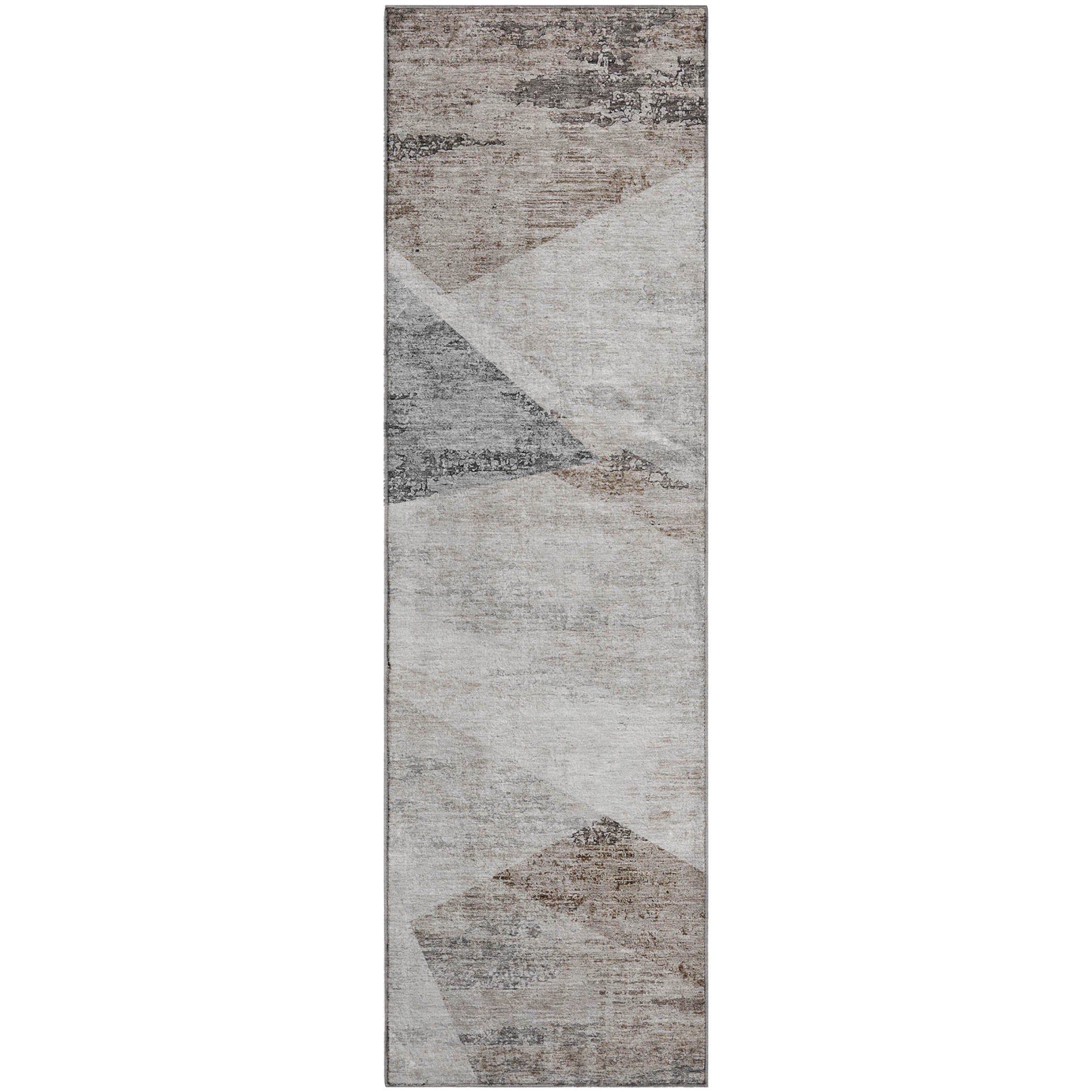 Luxury Machine Washable Indoor/Outdoor Transitional NO11 Silver Gray Rug 2'3" x 7'6" #shape_Runner