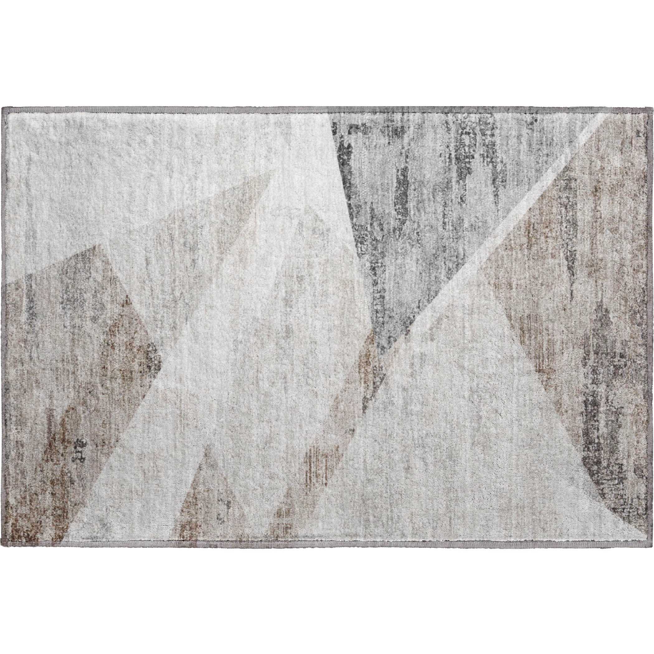 Luxury Machine Washable Indoor/Outdoor Transitional NO11 Silver Gray Rug 1'8" x 2'6" #shape_Rectangle