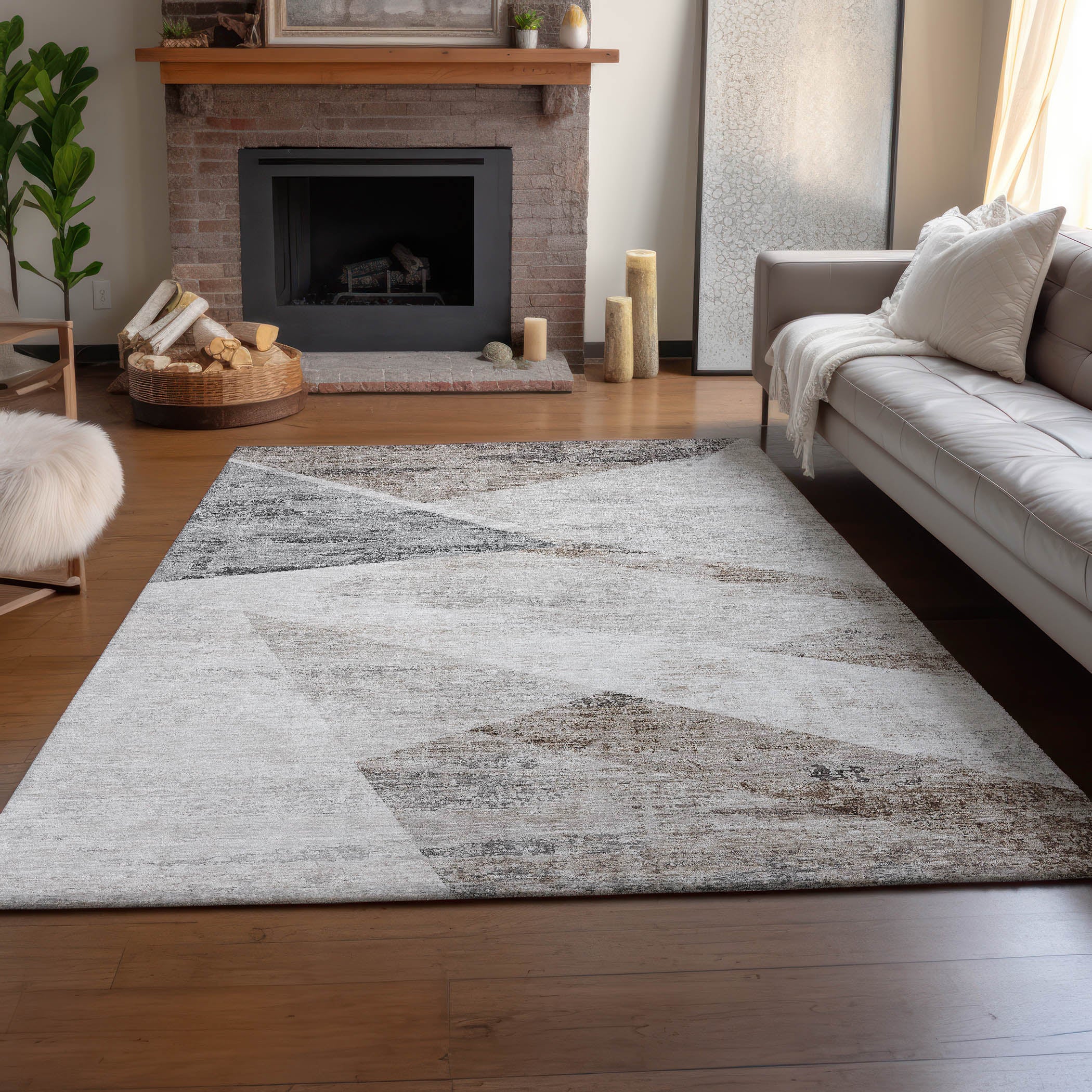 Luxury Machine Washable Indoor/Outdoor Transitional NO11 Silver Gray Rug 2'6" x 3'10" #shape_Rectangle