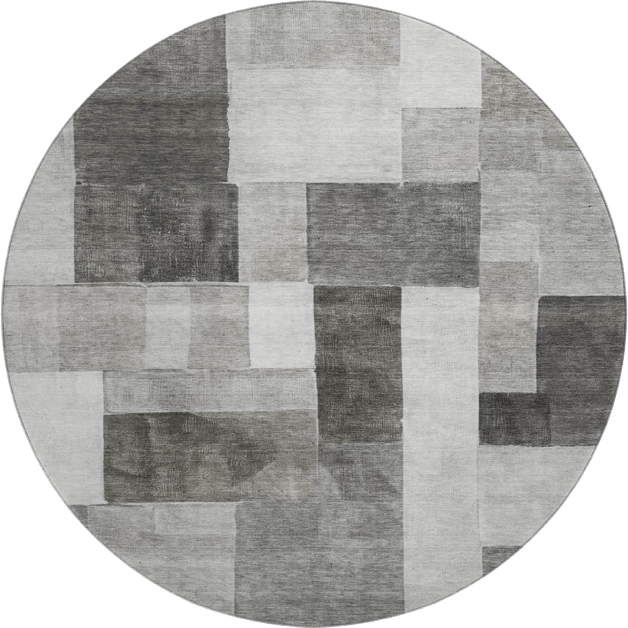 Luxury Machine Washable Indoor/Outdoor Transitional NO15 Pewter Gray Rug 8' x 8' #shape_Round