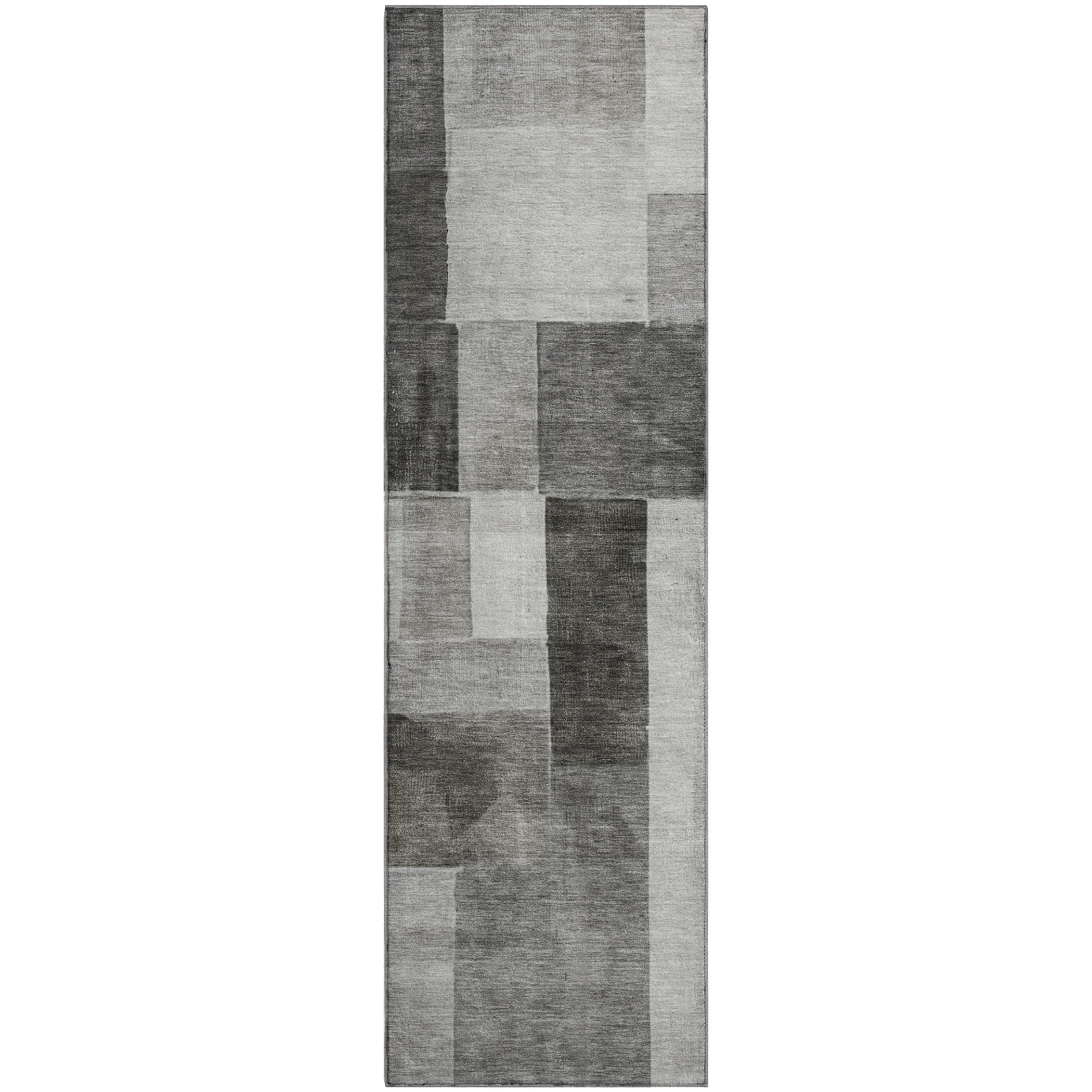 Luxury Machine Washable Indoor/Outdoor Transitional NO15 Pewter Gray Rug 2'3" x 7'6" #shape_Runner